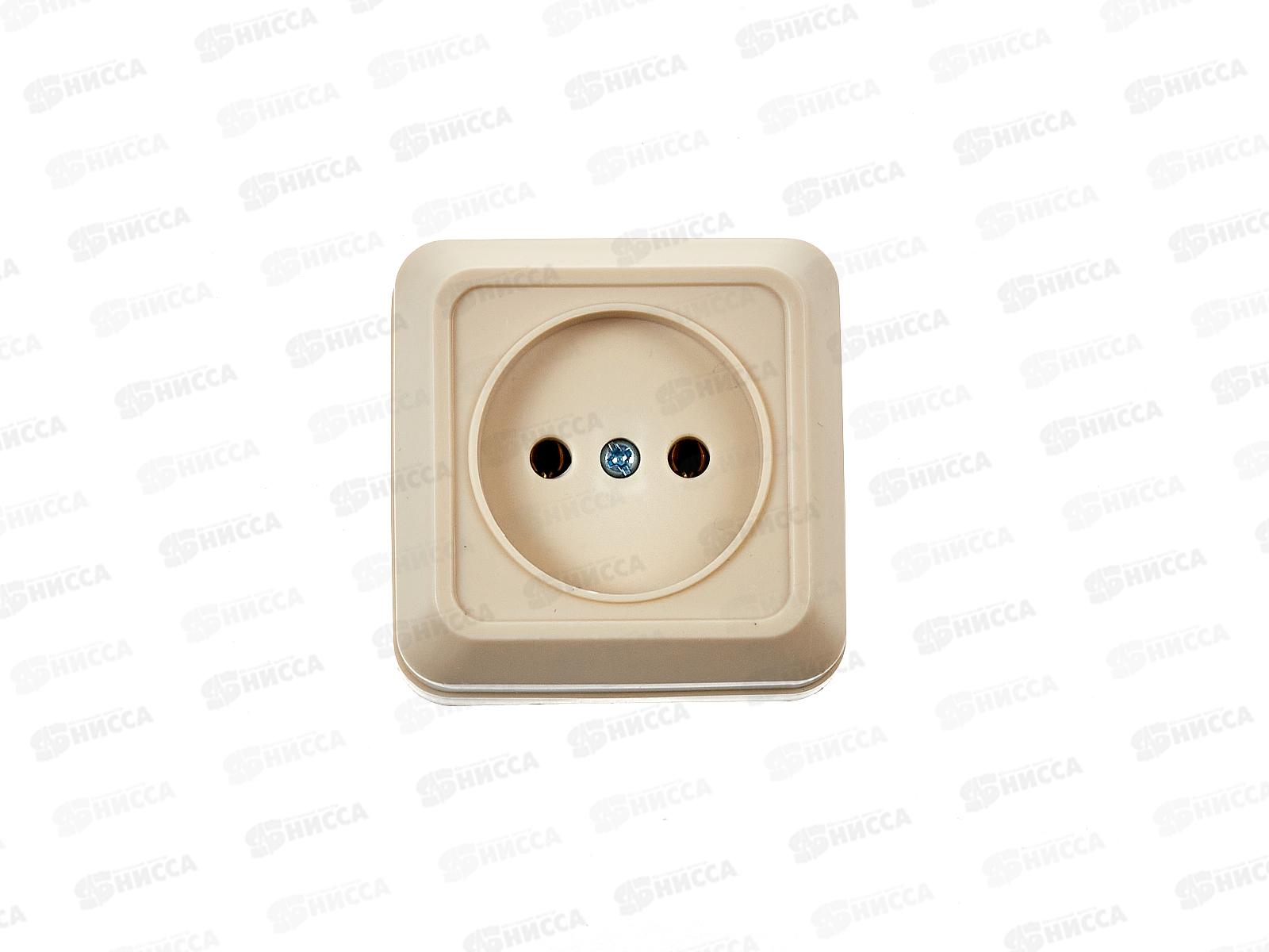 Розетка открытой установки 1местная  Прогресс без заземления, бежевая *10/200