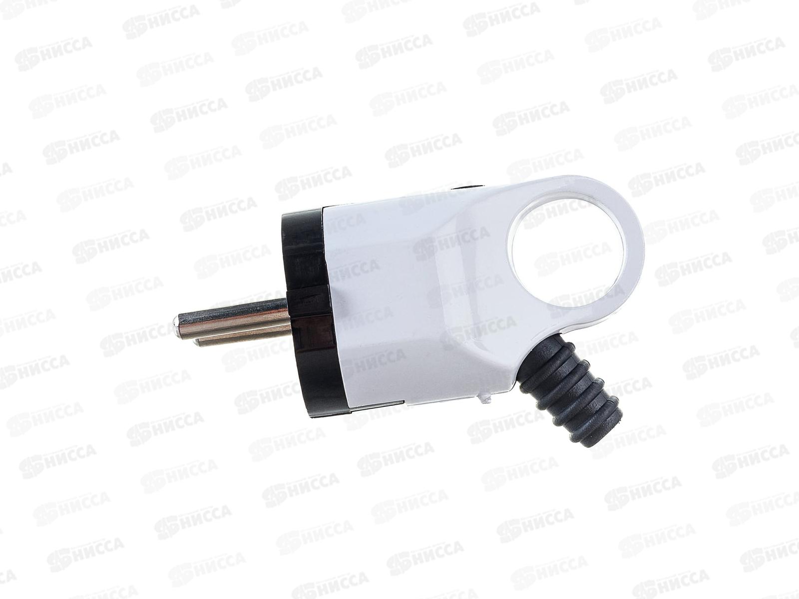 Вилка штепсельная ПРОГРЕСС косая, с заземление с кольцом черно-белая *35/350