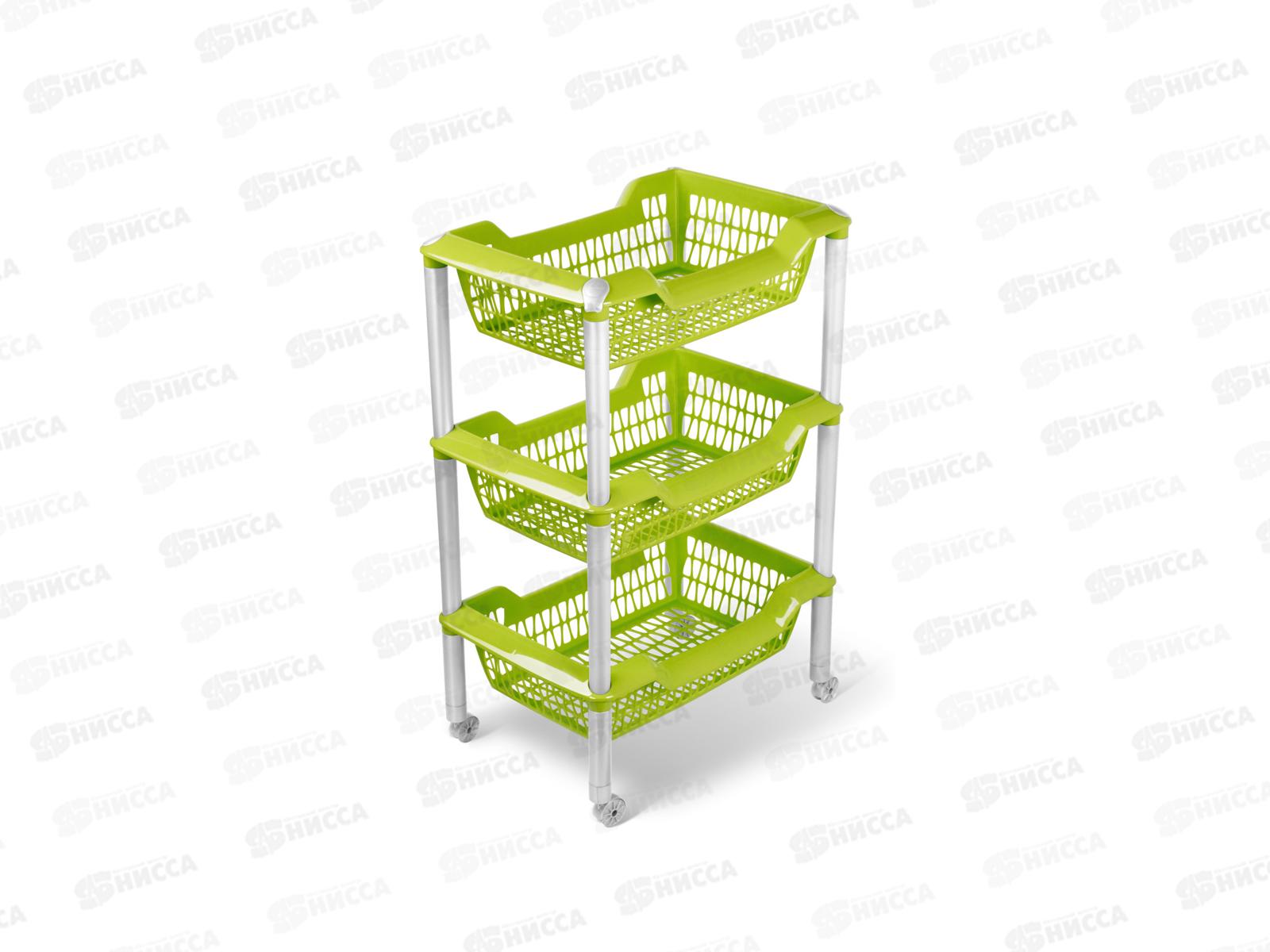 Этажерка универсал Джета 3 корзины на колесиках С735 оливковая *4