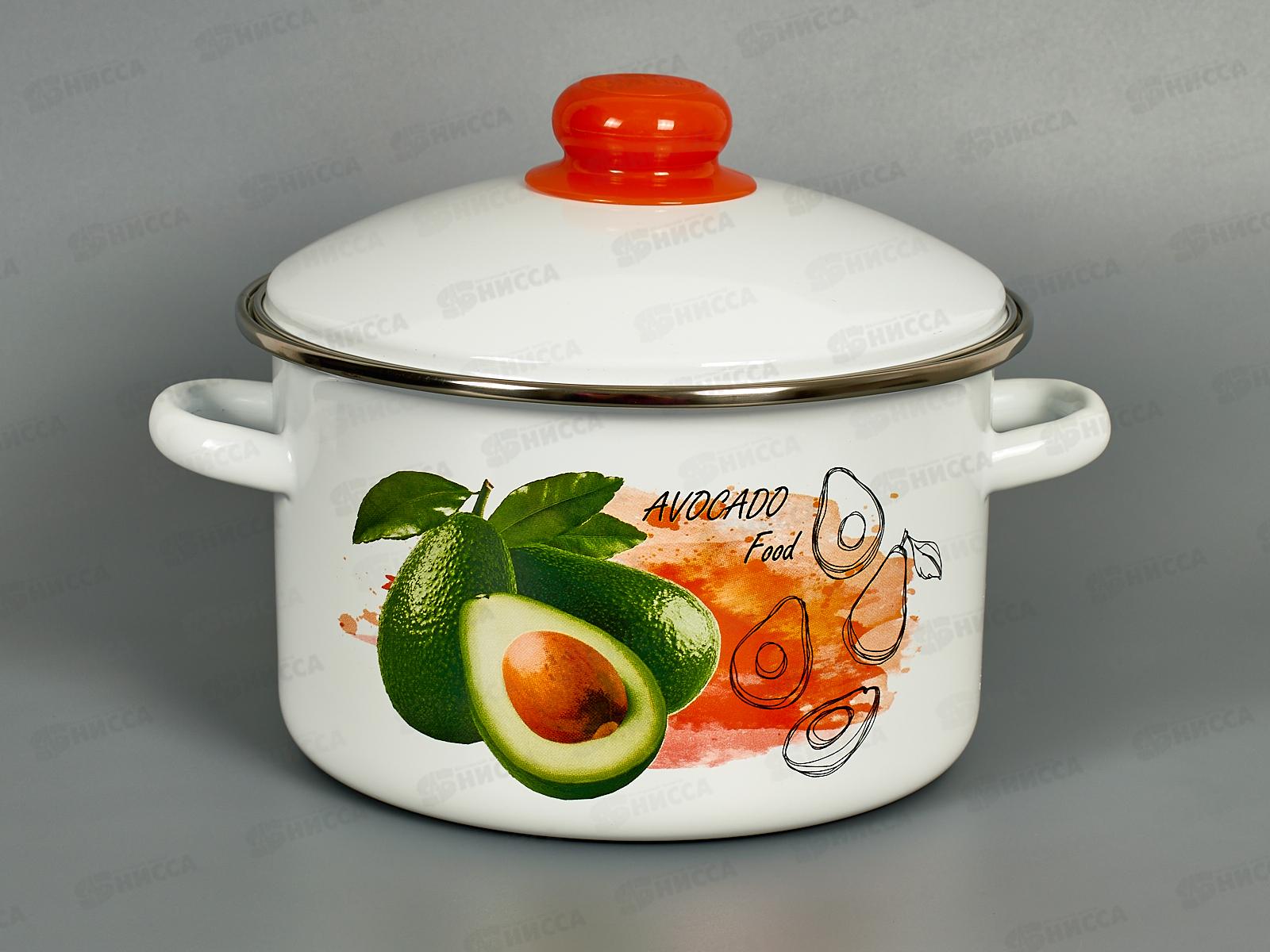 Кастрюля 3,0л эмалированная с рисунком 01-Б1612/4 Авокадо *4