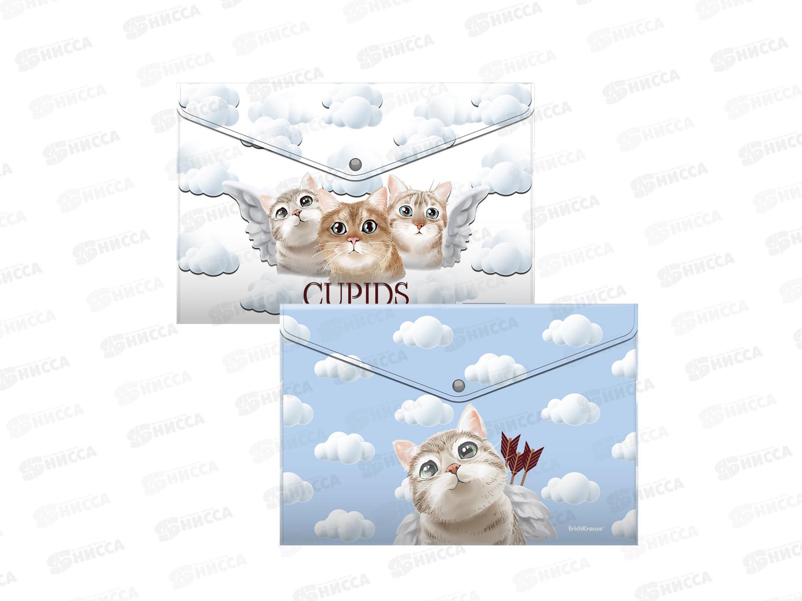 Папка-конверт пластиковая на кнопке EK Cupids 4шт, 55097