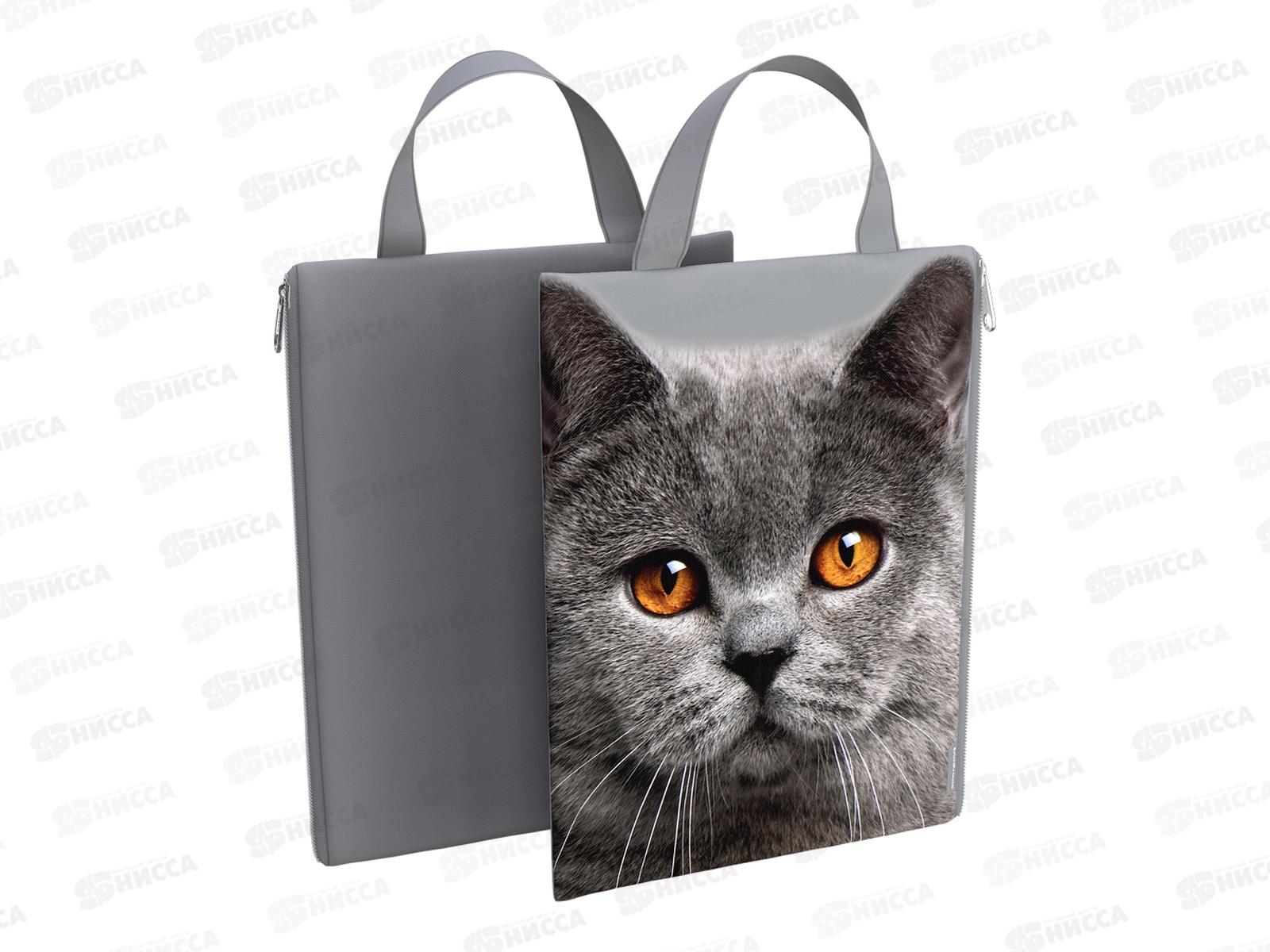 Папка на молнии EK текстиль.вертик.с ручк.Grey Cat, 57380