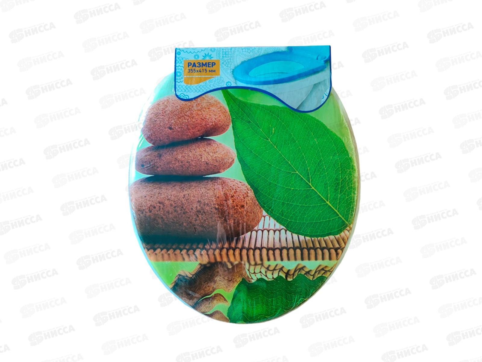 Сиденье на унитаз мягкое с рисунком  Камни и лепесток *17