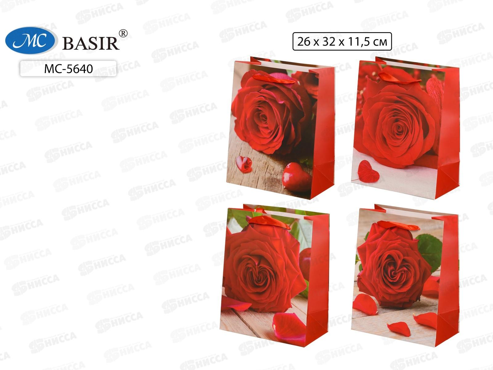 Пакет подарочный бумажный, 26*32*11,5см, РОЗЫ, асс. МС-5640 *20