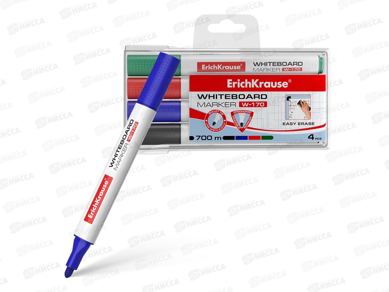 Маркер для доски EK  W-170 13047(в футляре 4цвета черный+синий+красный+зеленый) *36