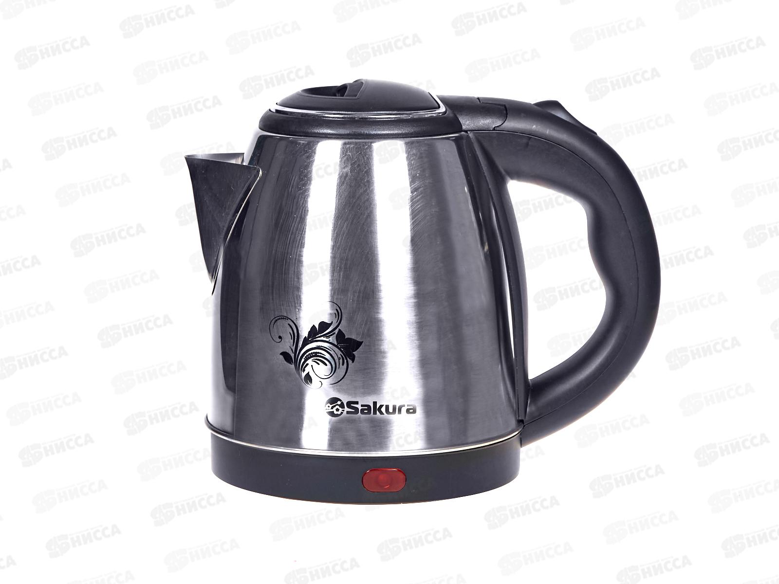 Чайник электрический SA-2124S (12) нержавеющая сталь  диск