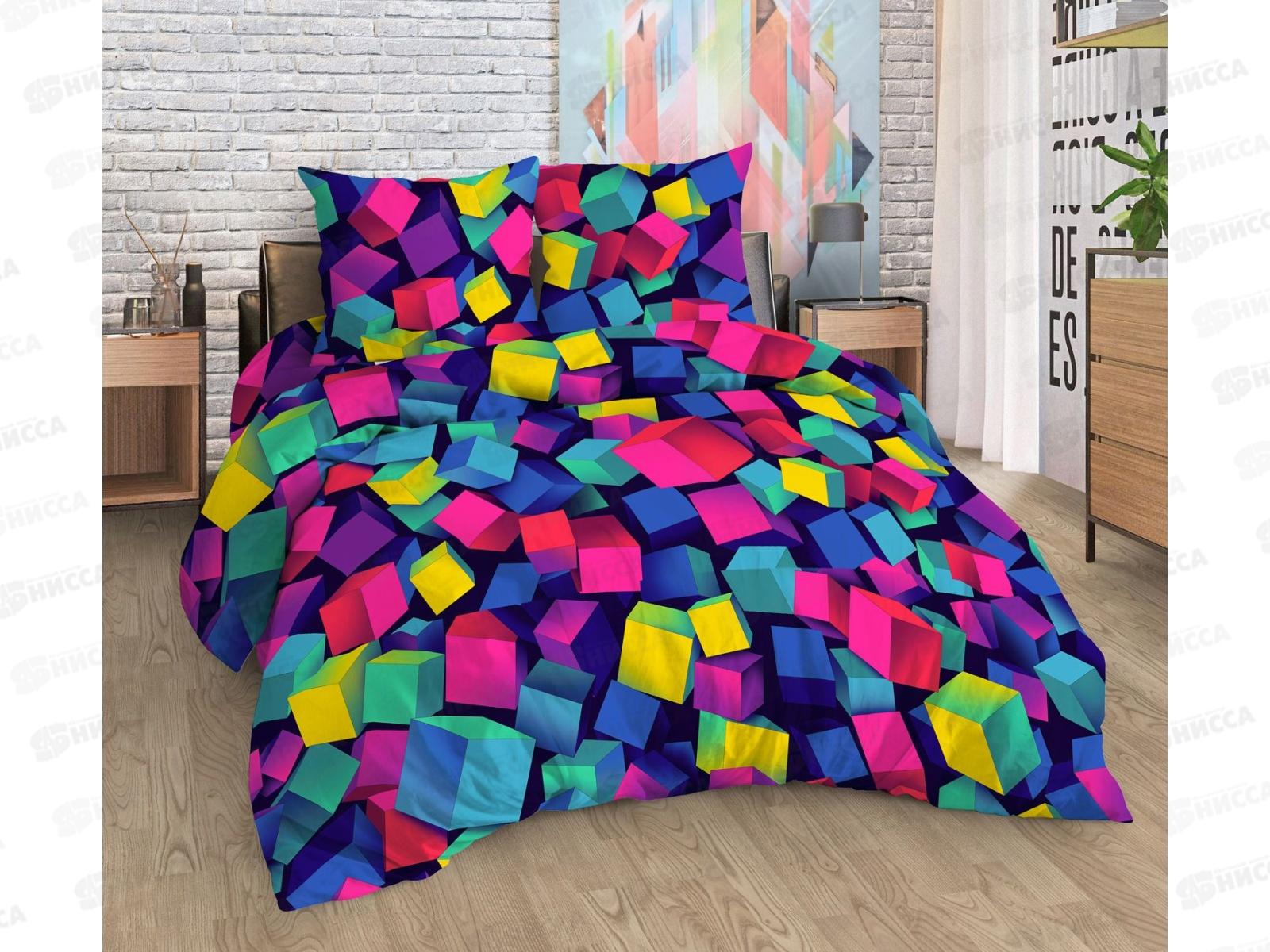 Комплект постельного белья 1.5 спальный 215*150 бязь набивная, плотность 125 Куб с 1нав 70*70