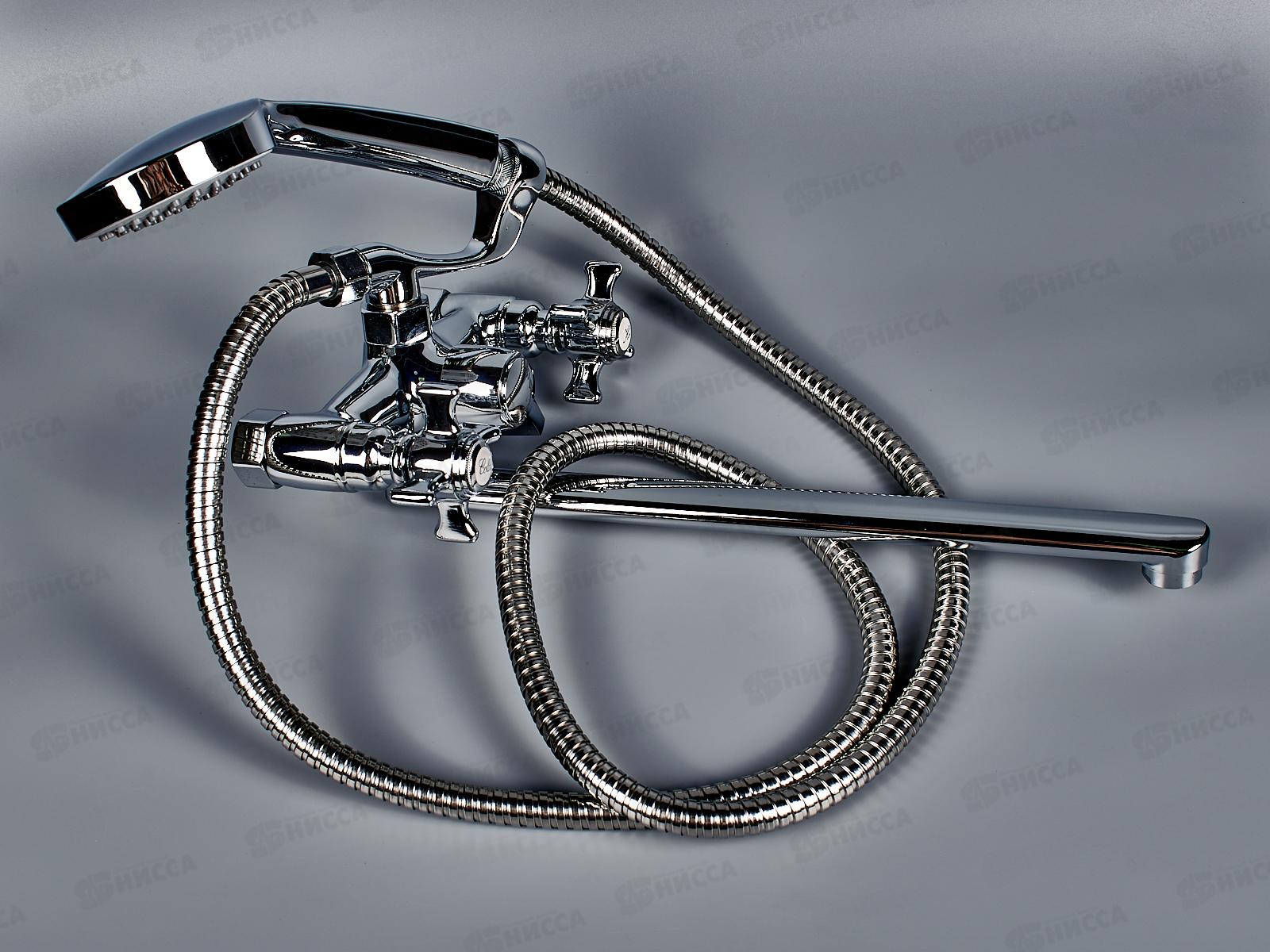 Смеситель для ванны длинный излив переключатель в корпусе, хром, MN2124