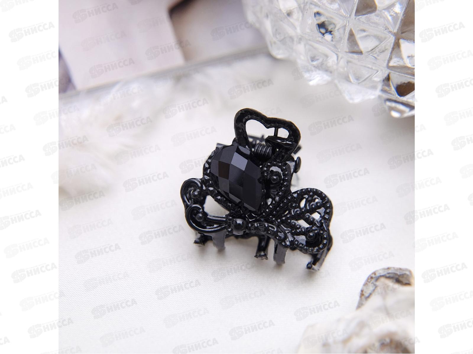 Краб  д/волос &quotЧерный ажур&quot 2,3см цветок 3516945 *6