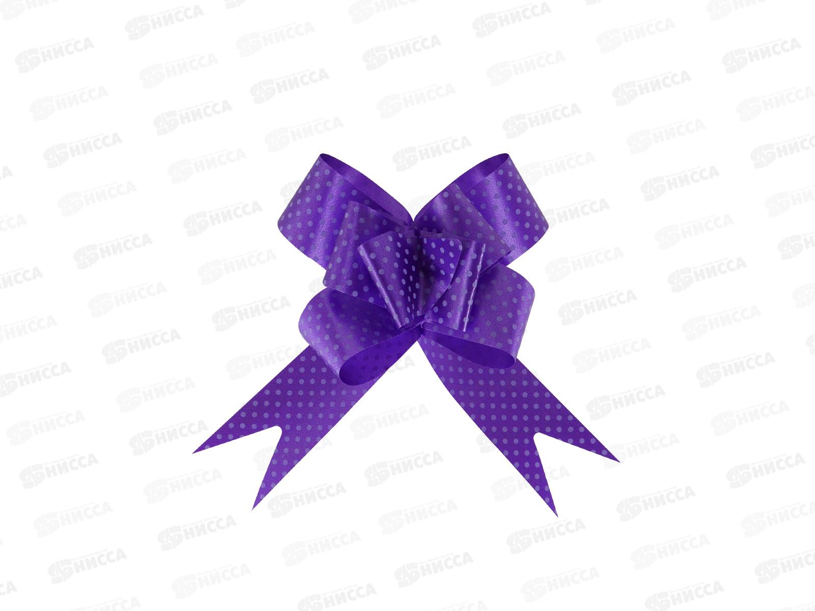 Бант-бабочка MI с принтом Горошек, 3см, фиолет БЛ-6499  *10