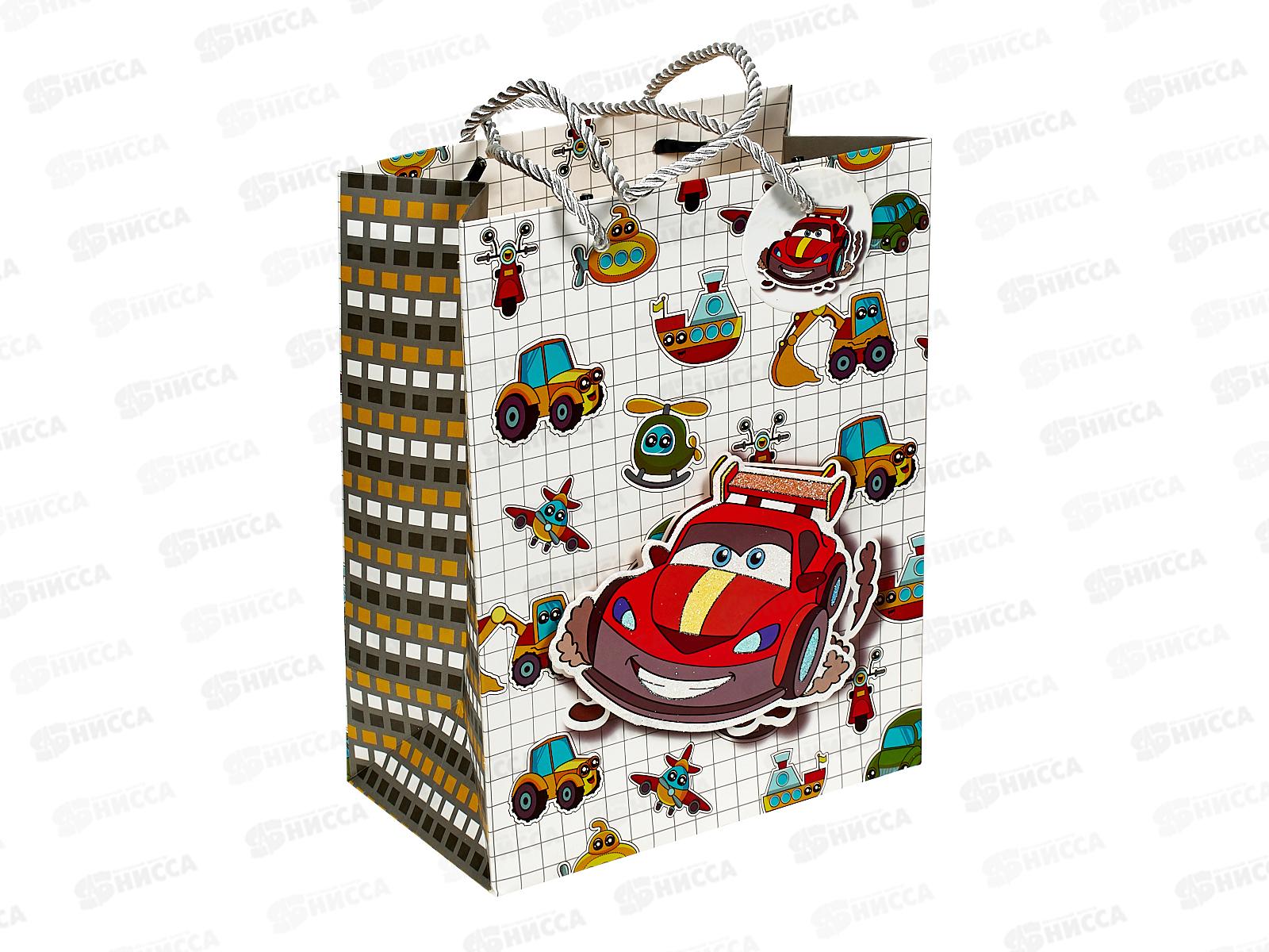 Пакет подарочный бумажный, 19,5*8*23,5см,Мужская тема, асс.МС-6110*20