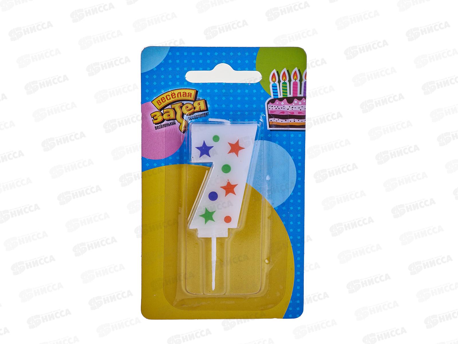 Свеча - цифра &quot7" Звезды 5см /V, 1502-4231