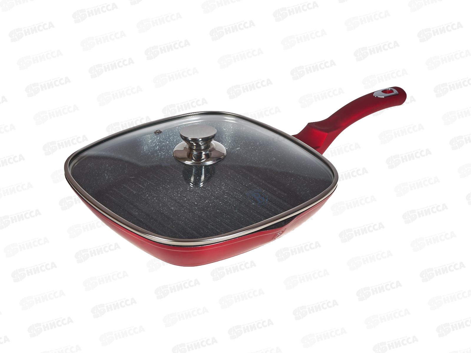 Гриль сковорода с крышкой 28см, ВН-1613N Burgundy Metallic Line