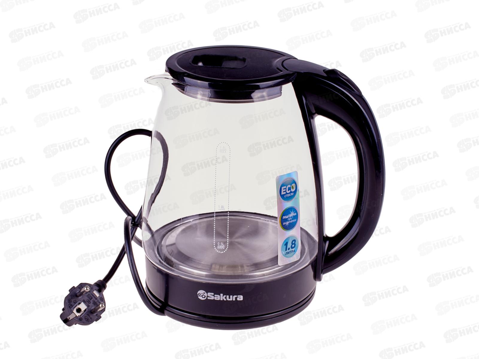 Чайник электрический SA-2734BK 1,8л стекло подсветка