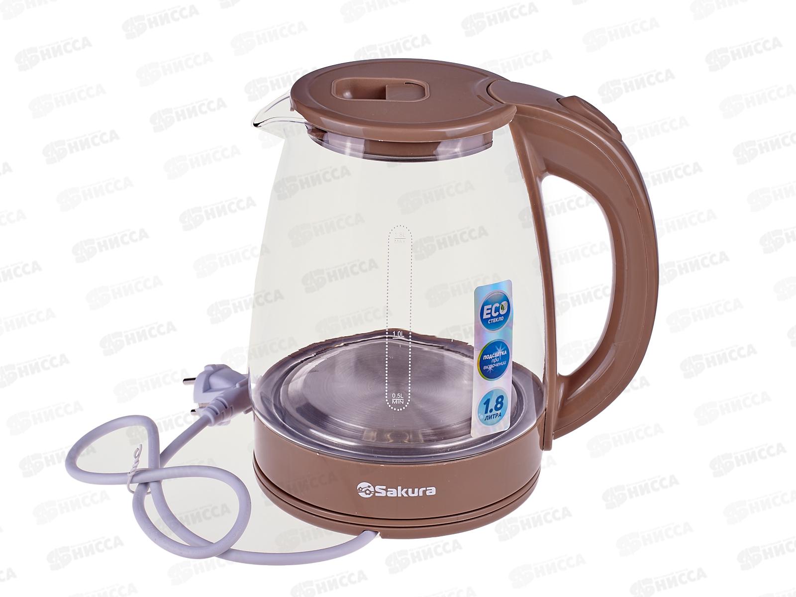 Чайник электрический SA-2734C 1,8л стекло подсветка