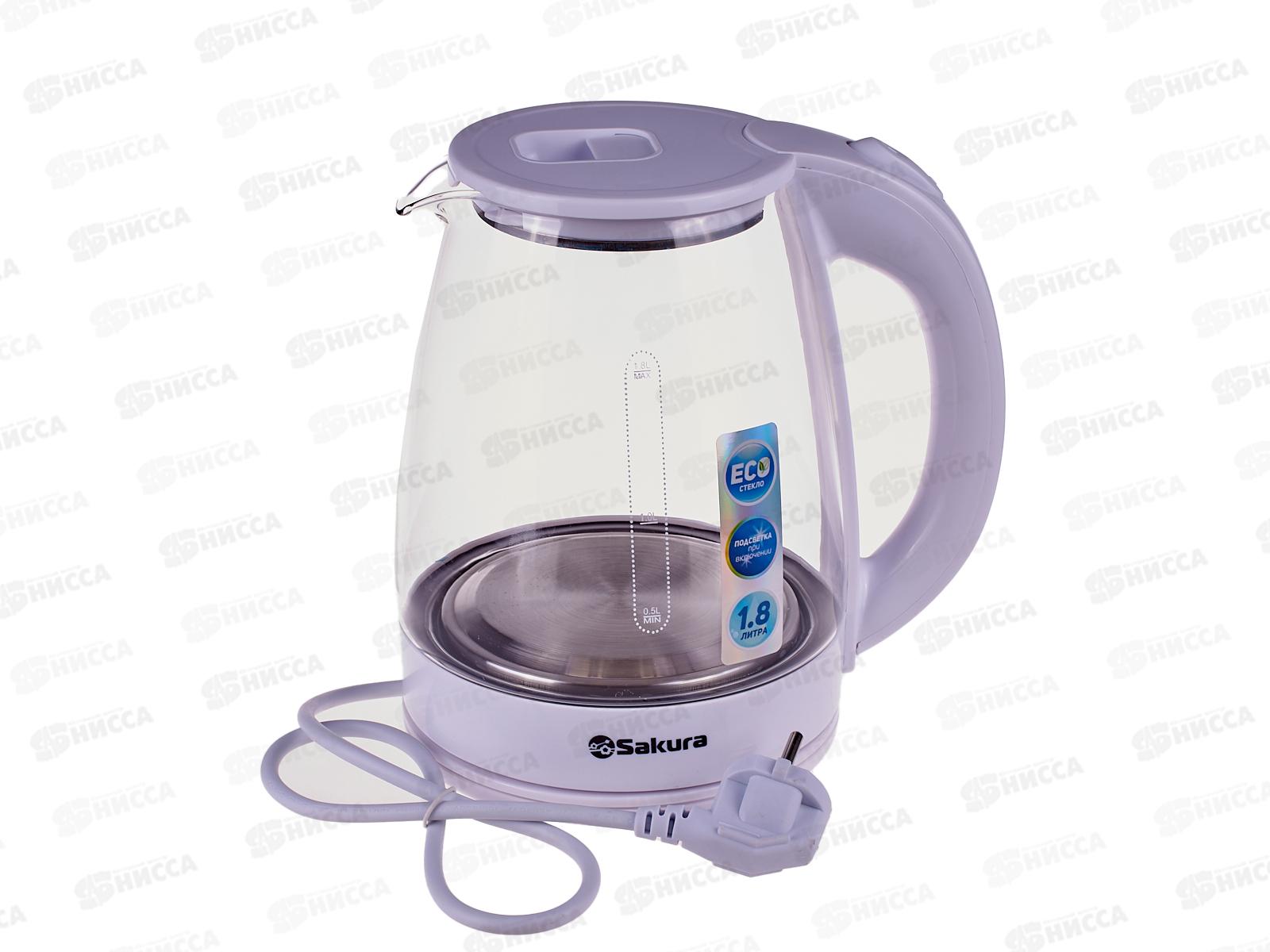 Чайник электрический SA-2734W 1,8л стекло подсветка