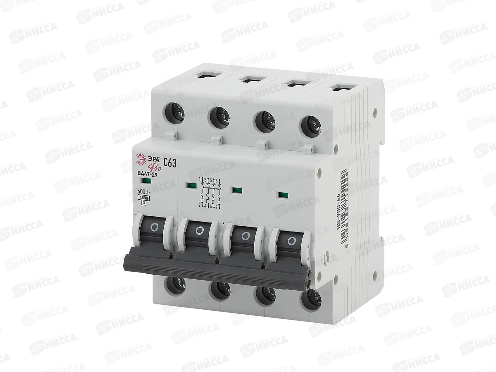 Автоматический выключатель ВА47-29 4P 63А 4,5кА C ЭРА Pro, 900-66 *3/45
