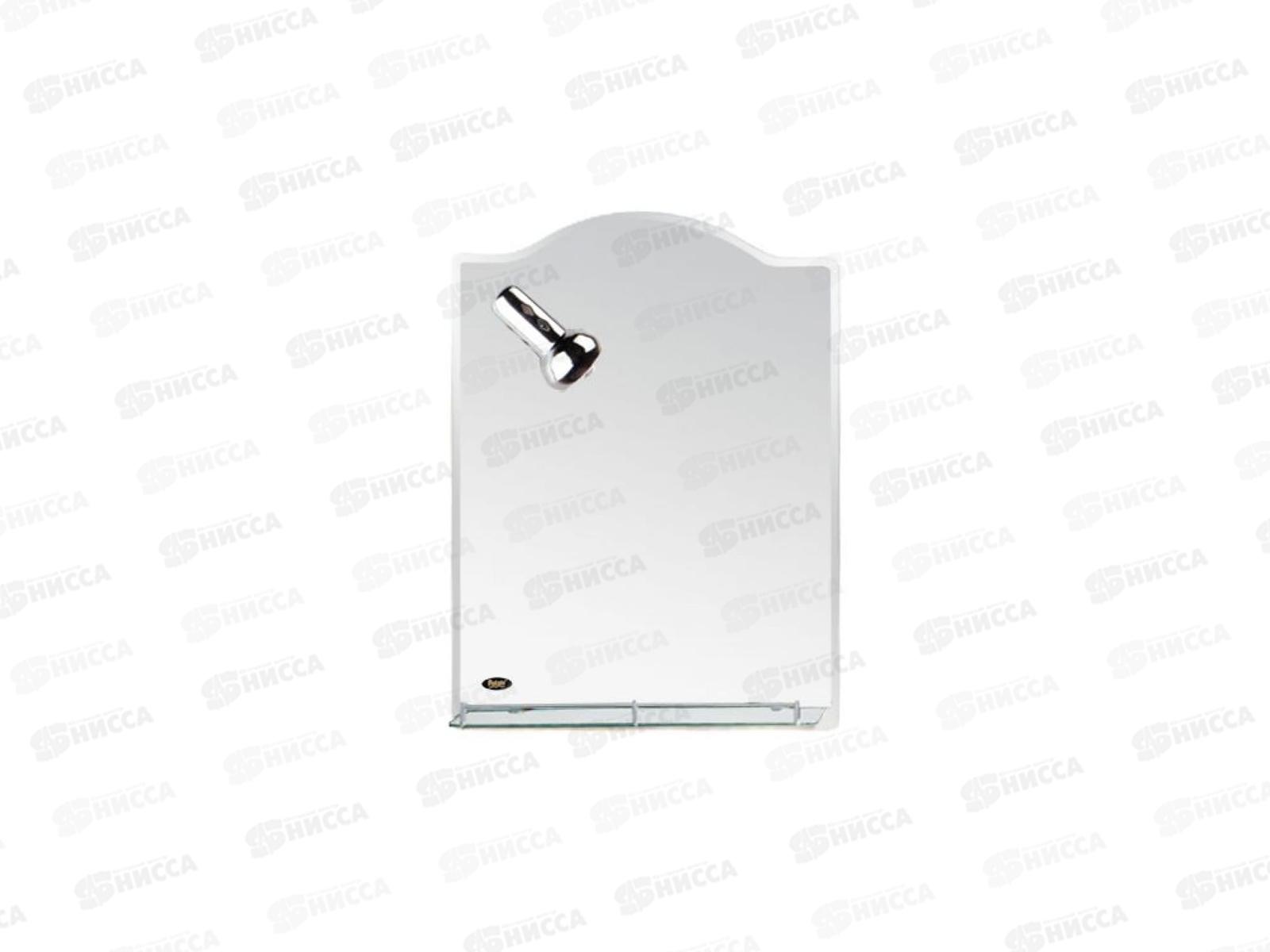 Зеркало серебро полка+светильник 70*50 P709