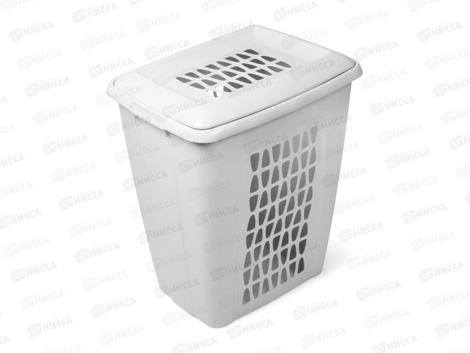 Корзина 60,0л для белья прямоугольная с крышкой &quotМолетта&quot  С702Светло-Серая *4