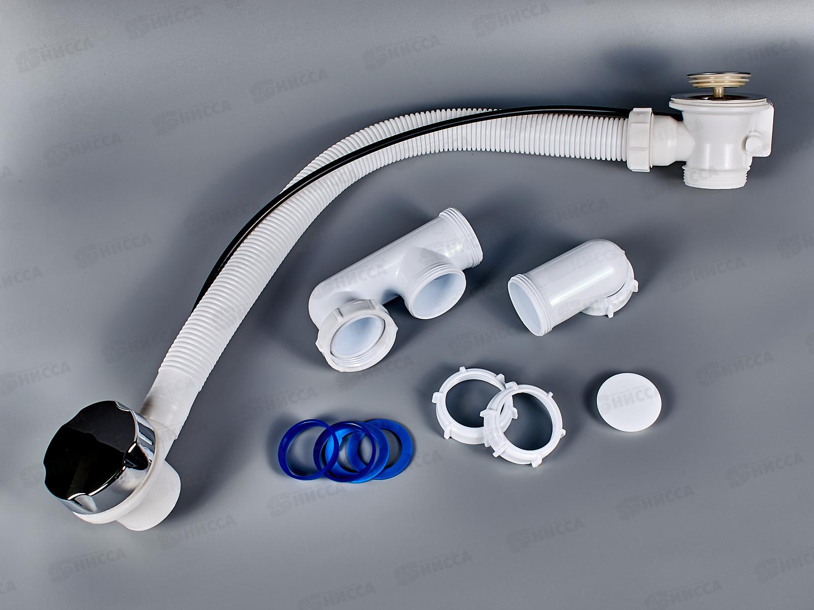 Сифон для ванны регулируемый 1 1/2&quotх40 с выпуском и переливом полуавтомат? V311 *22