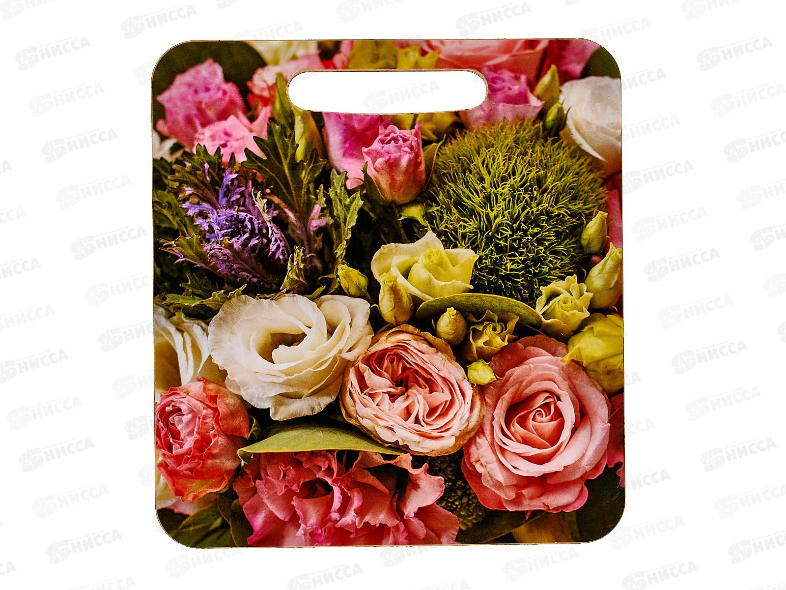 Доска разделочная дерево малая &quotРозовый букет&quot  Л-14 *50