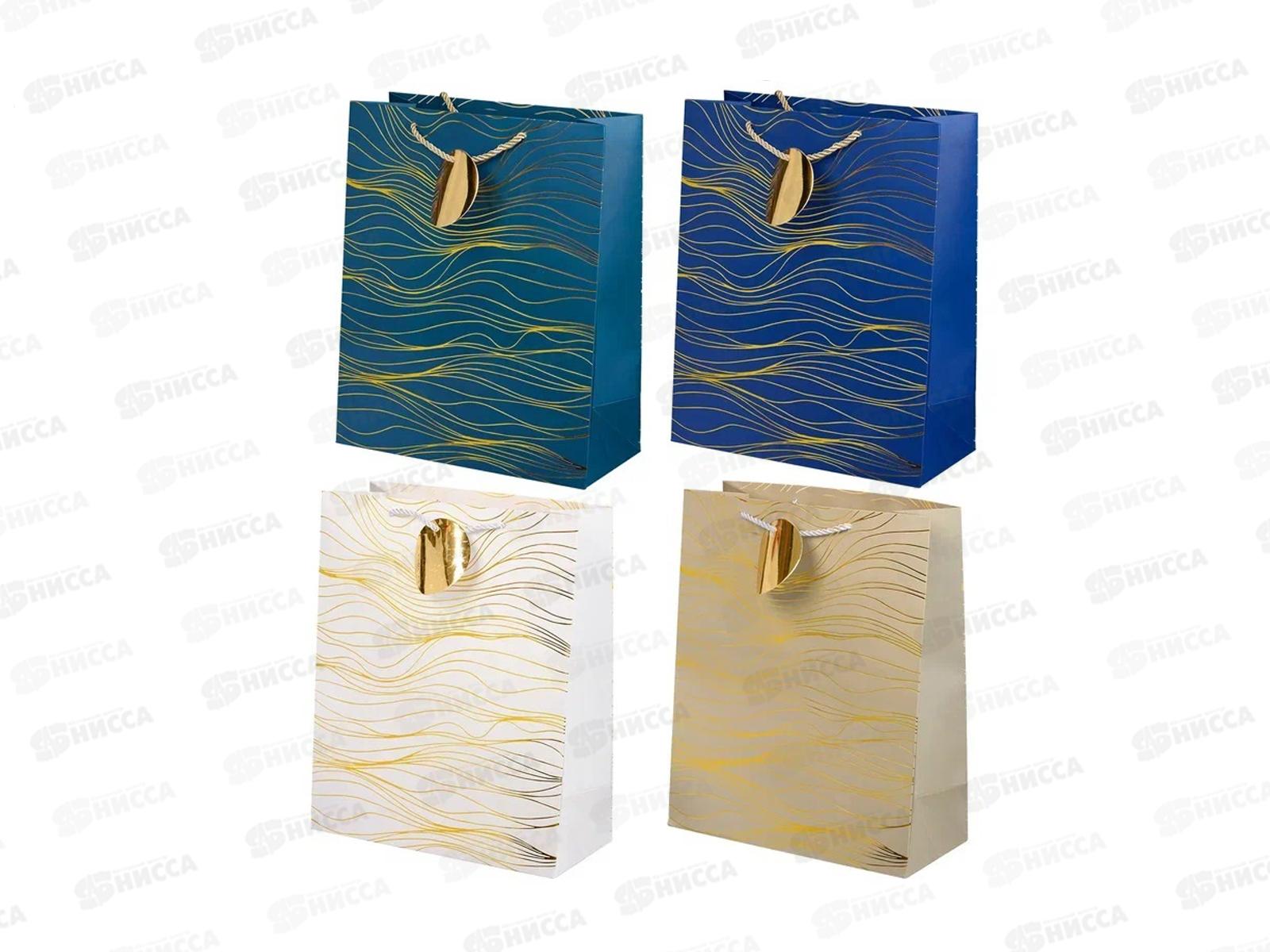 Пакет подарочный бумажный, 18*23*10см, ВОЛНЫ, асс.МС-5630 *20