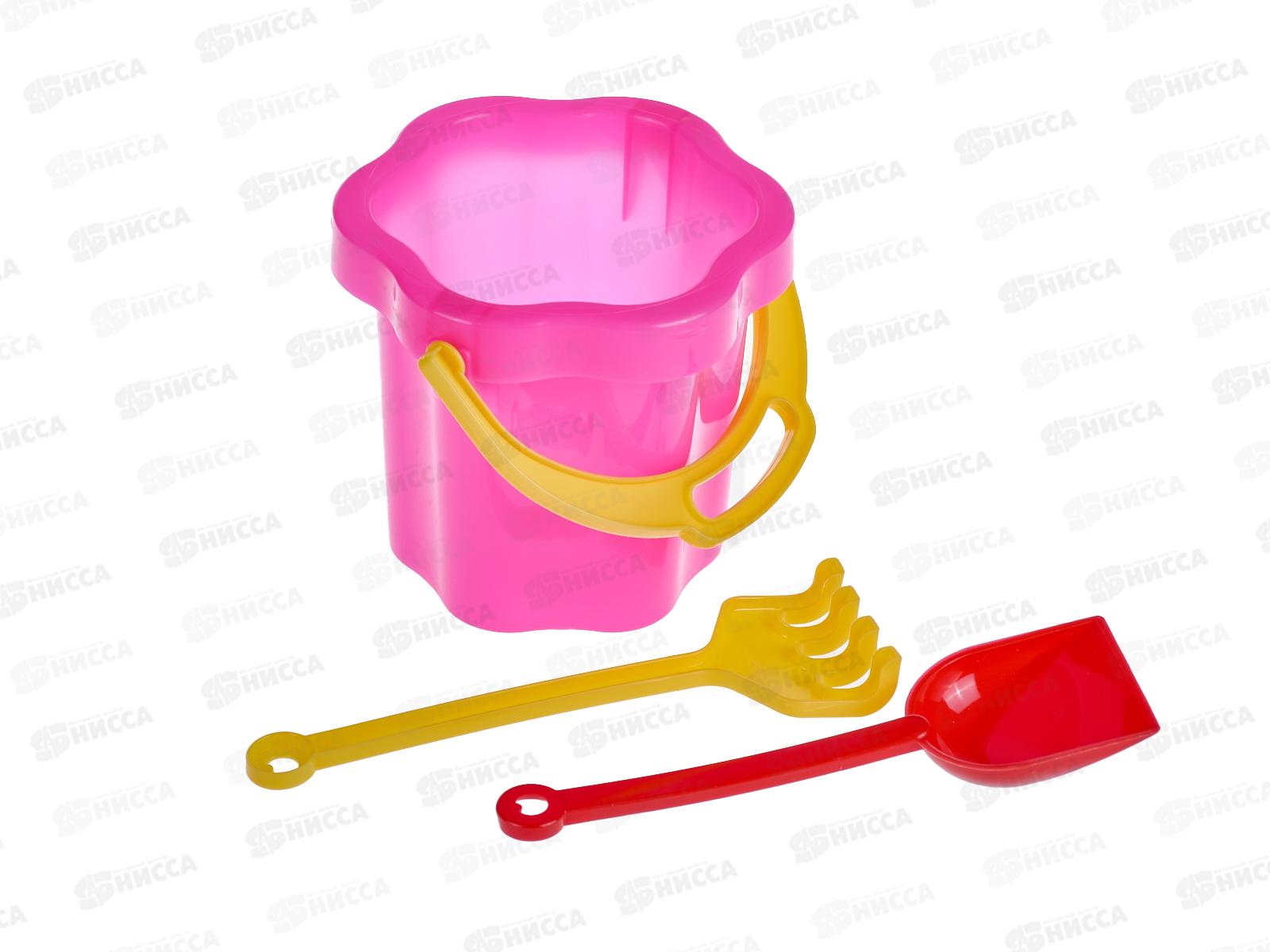 Набор песочный №102, 01802 (ведро-цветок 0,3л, грабли, совок) *75