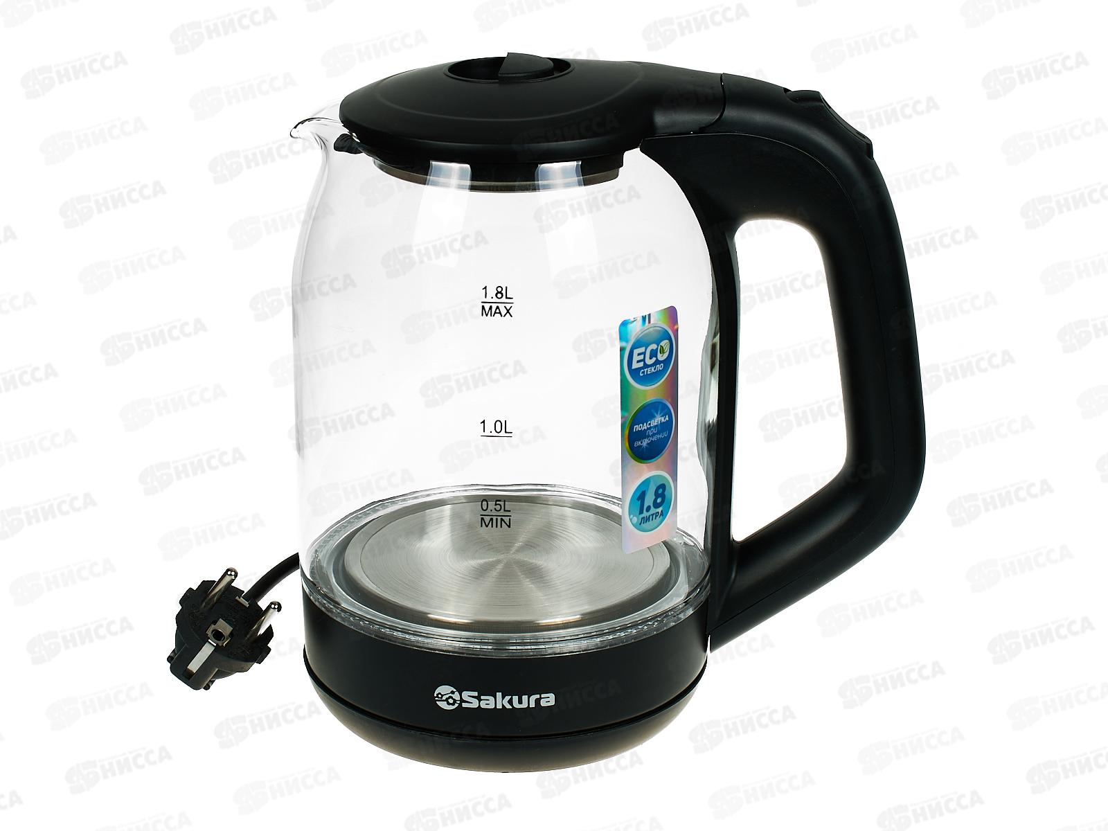 Чайник электрический SA-2736BK 1,8л стекло подсветка