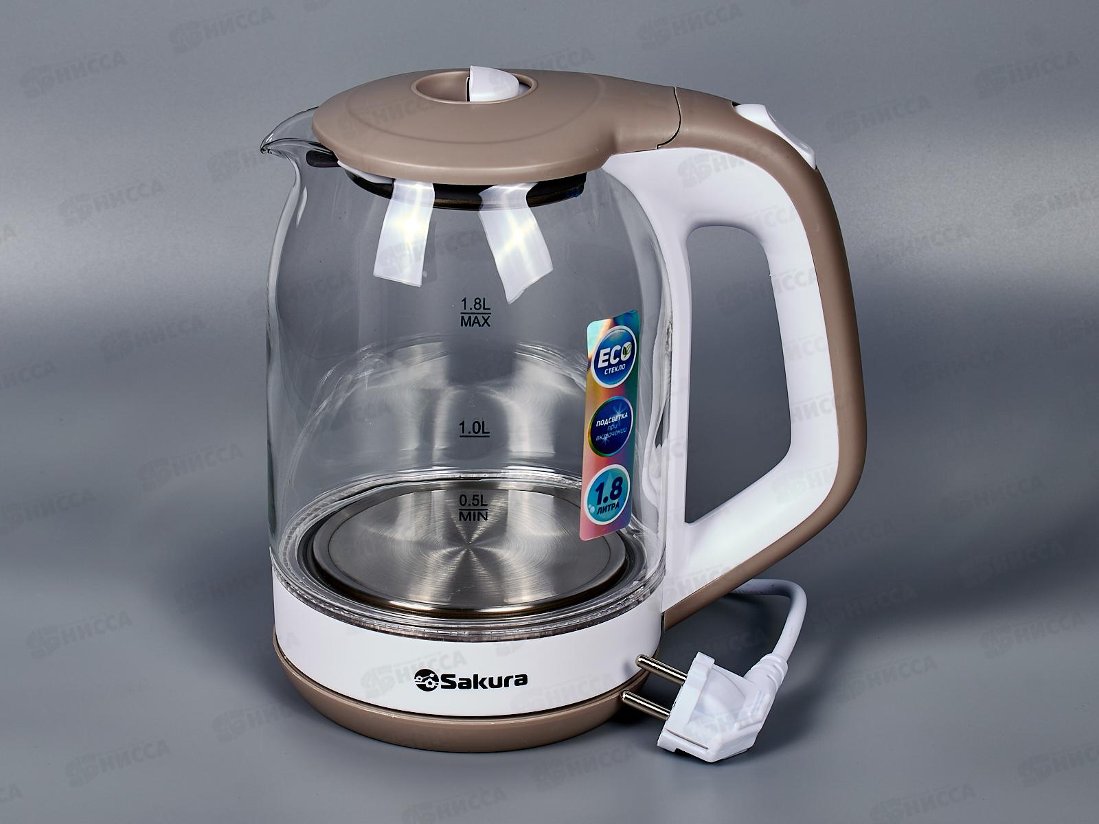 Чайник электрический SA-2736WG 1,8л стекло подсветка