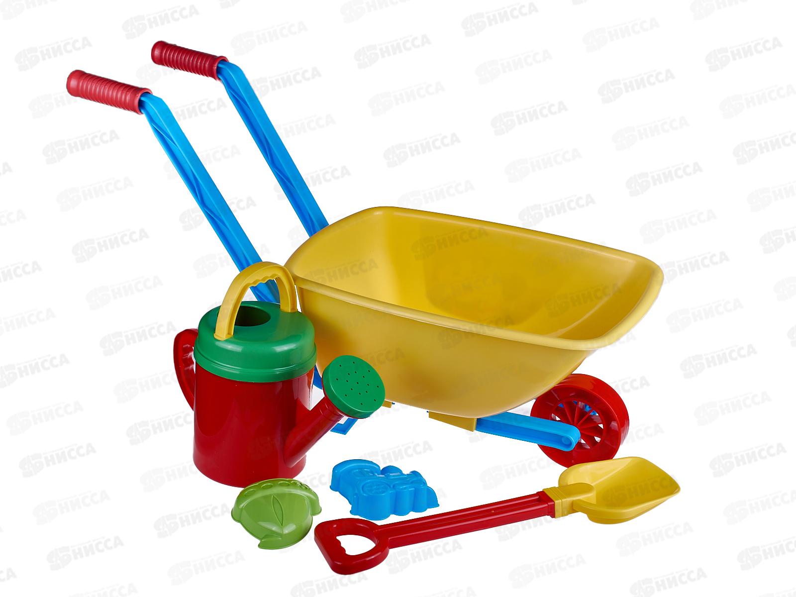 Набор песочный №130, 01830 (тачка, лопата сред., лейка 1л, 3 формы) *2