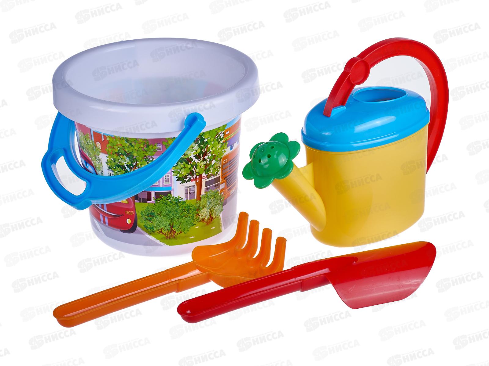 Набор песочный №133, 01833 (ведро 1,4л, лопатка 19см, грабли 19см, лейка 0,5л) *16