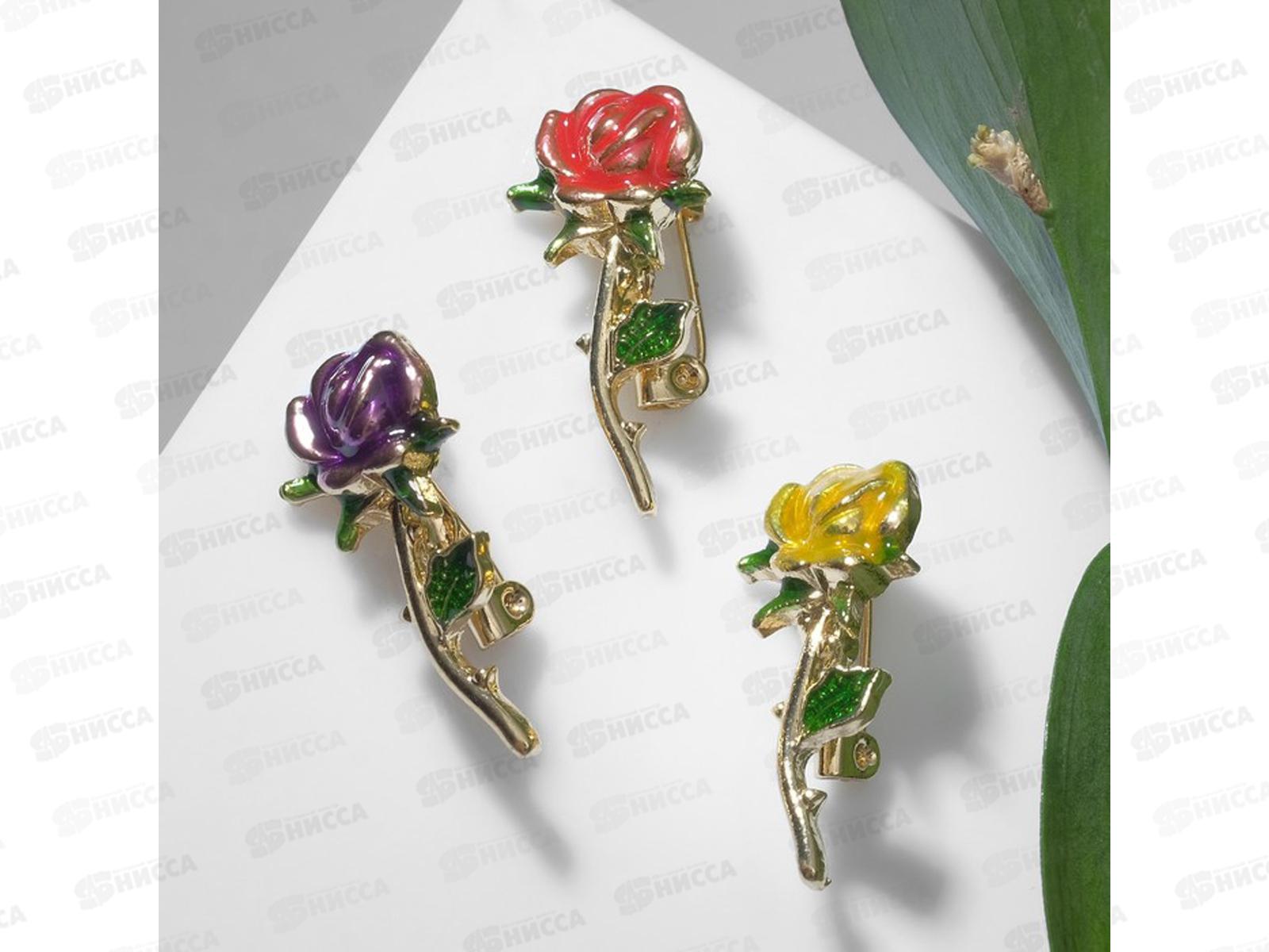 Брошь &quotРоза&quot с листьями микс 9088989 *12