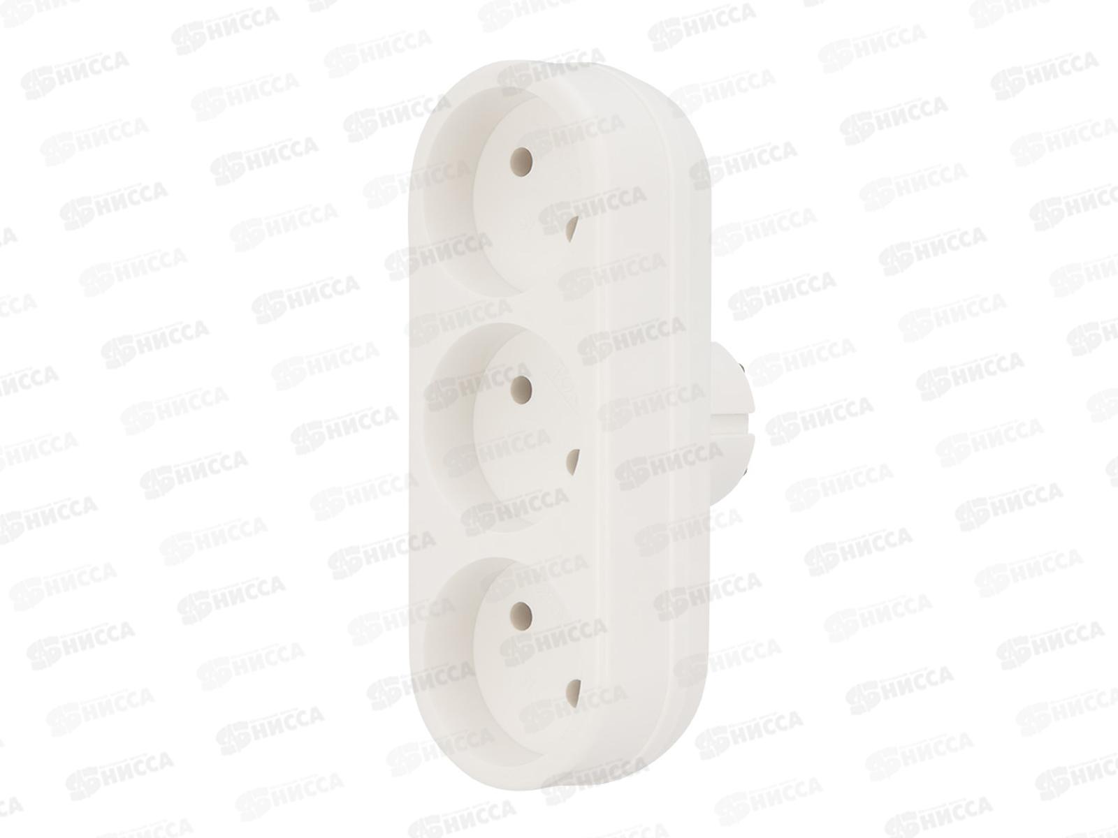 Тройник Rexant 10А 220В линейный без заземления, белый, 11-1078  *100