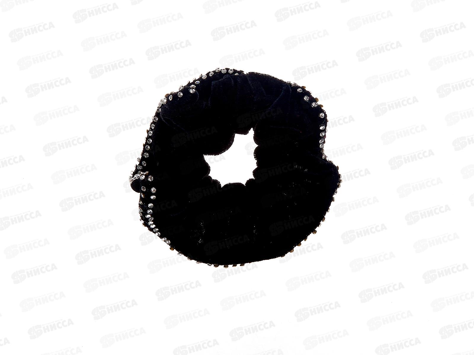 Резинка для волос бархатная со стразами крупная, цветная №6635