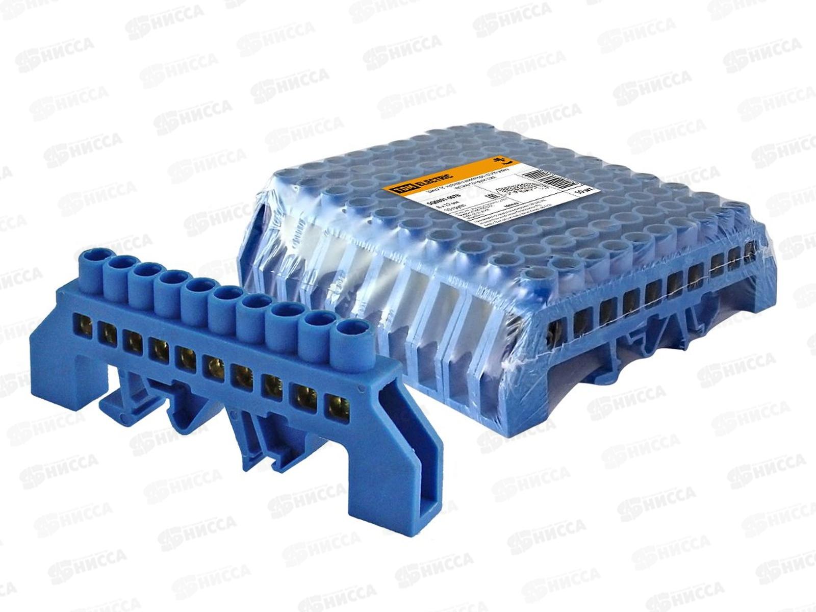 Шина нулевая &quotN&quot в изоляторе на DIN-рейку 8х12мм 10групп, TDM, 0078