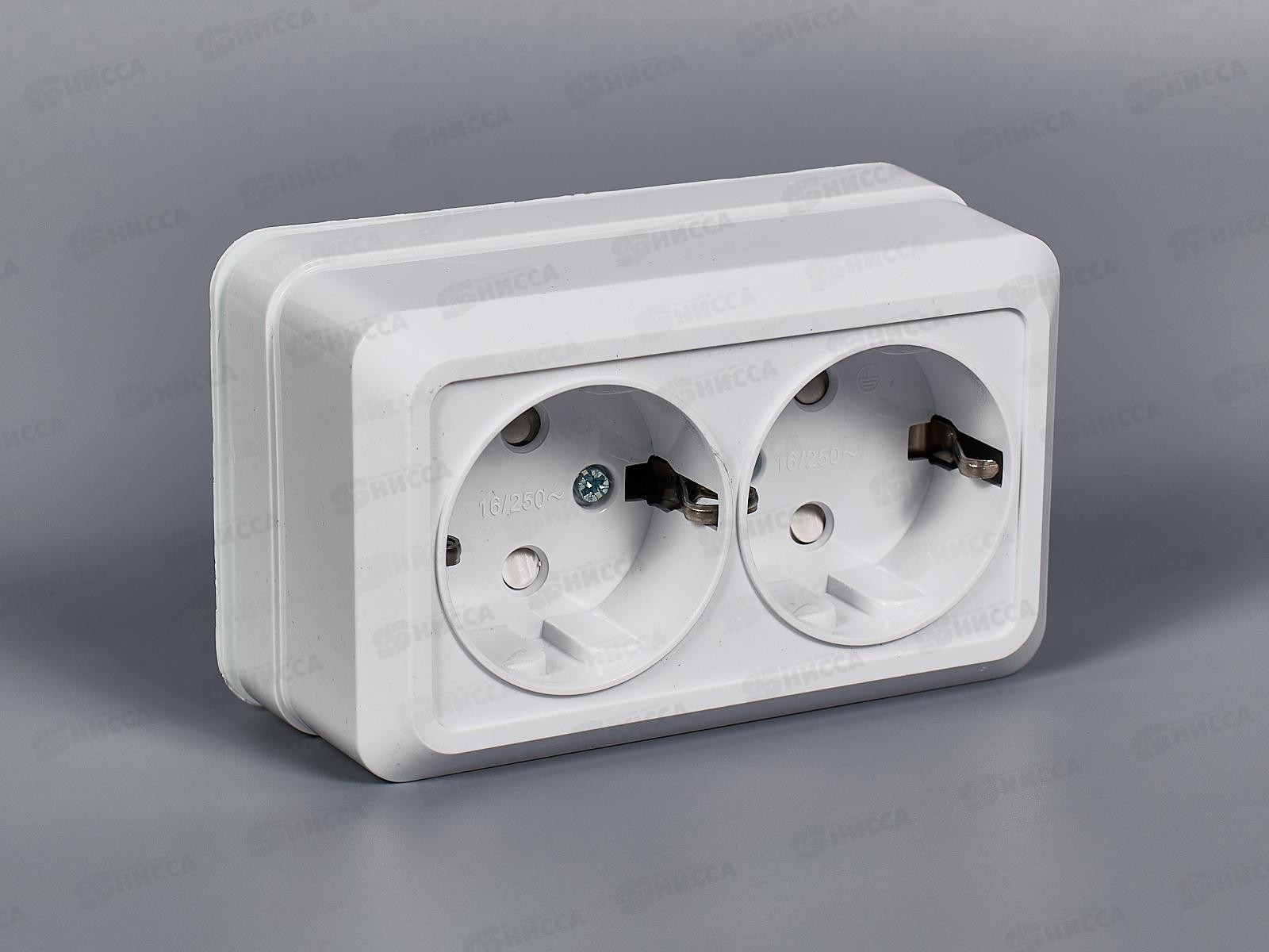 Розетка TDM двойная открытая установка с з/ш, IP20 16А белый "Ладога", 0062 *10/160