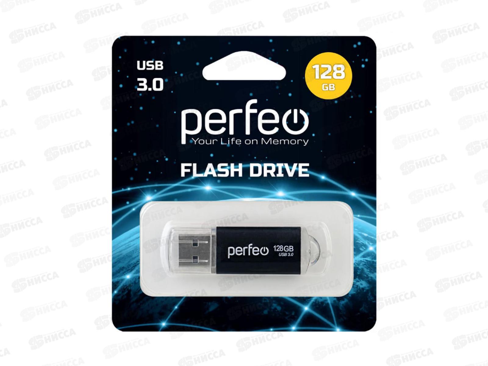 Флеш-карта USB 3.0 Perfeo 128GB C14 Black metal series