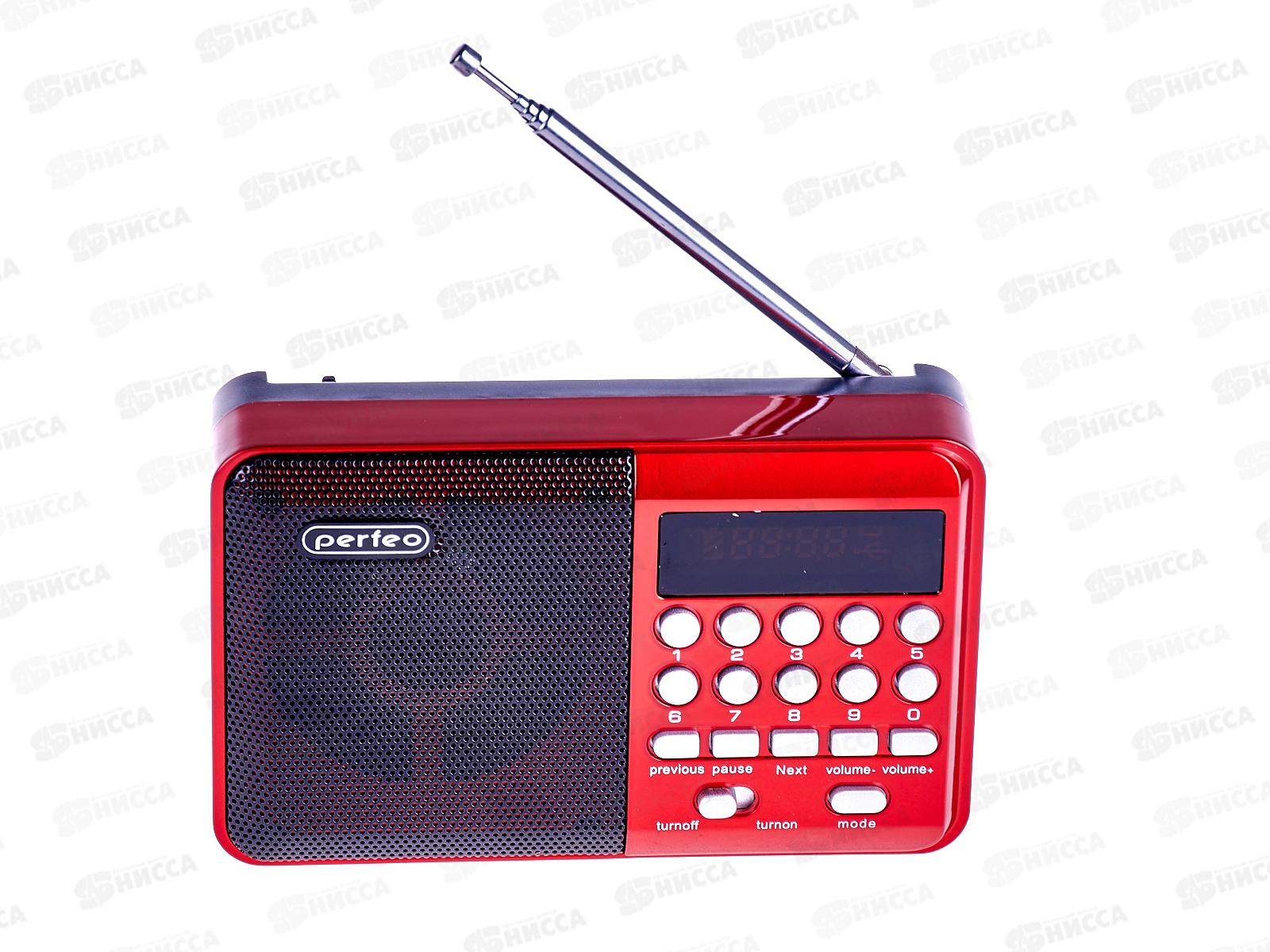Радиоприемник Perfeo PALM цифровой FM+ 87.5-108МГц, MP3, питание USB или аккум. 18650, красный, PF_A4871