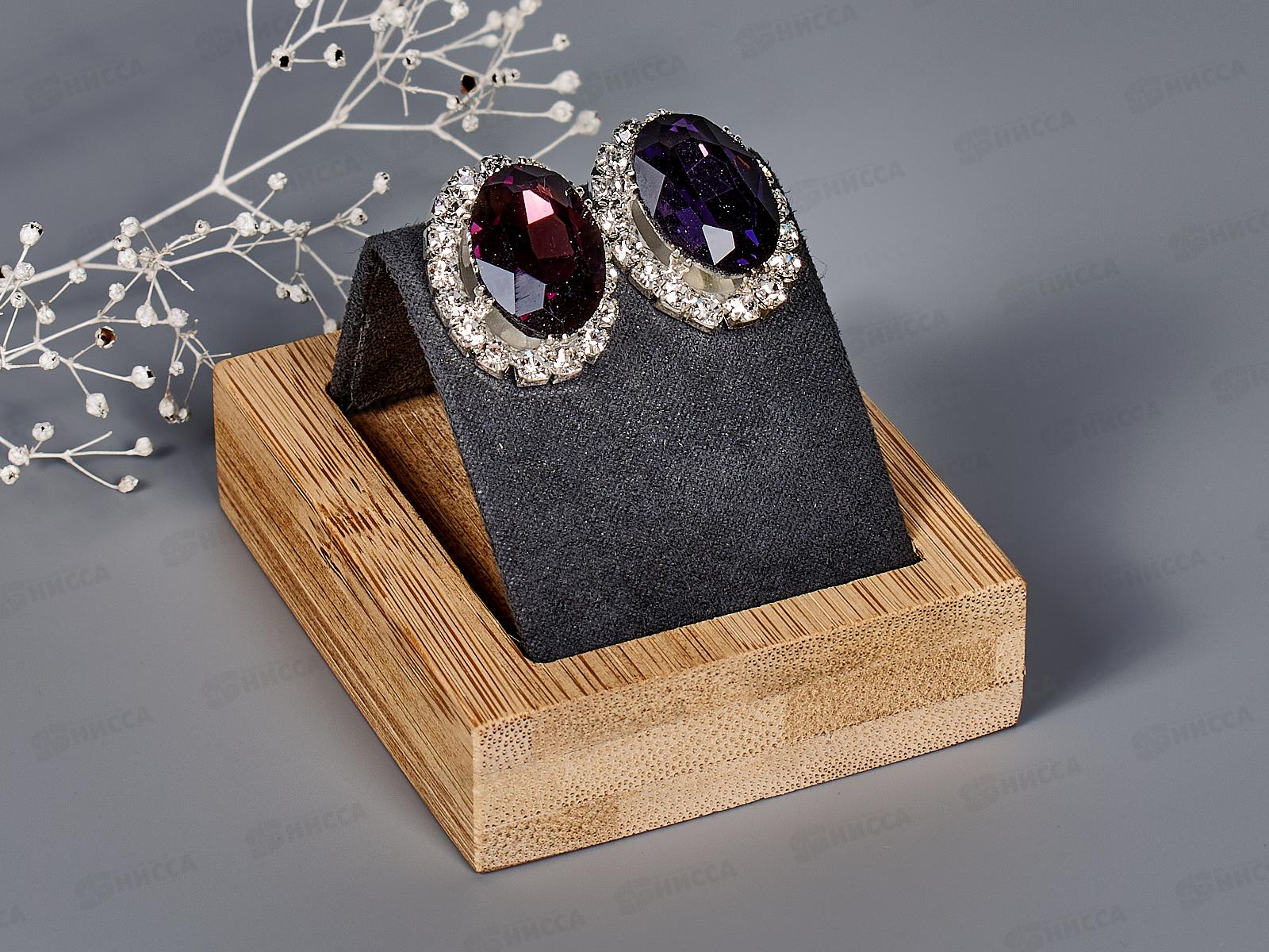 Серьги под серебро с цветным камнем,стразы №800