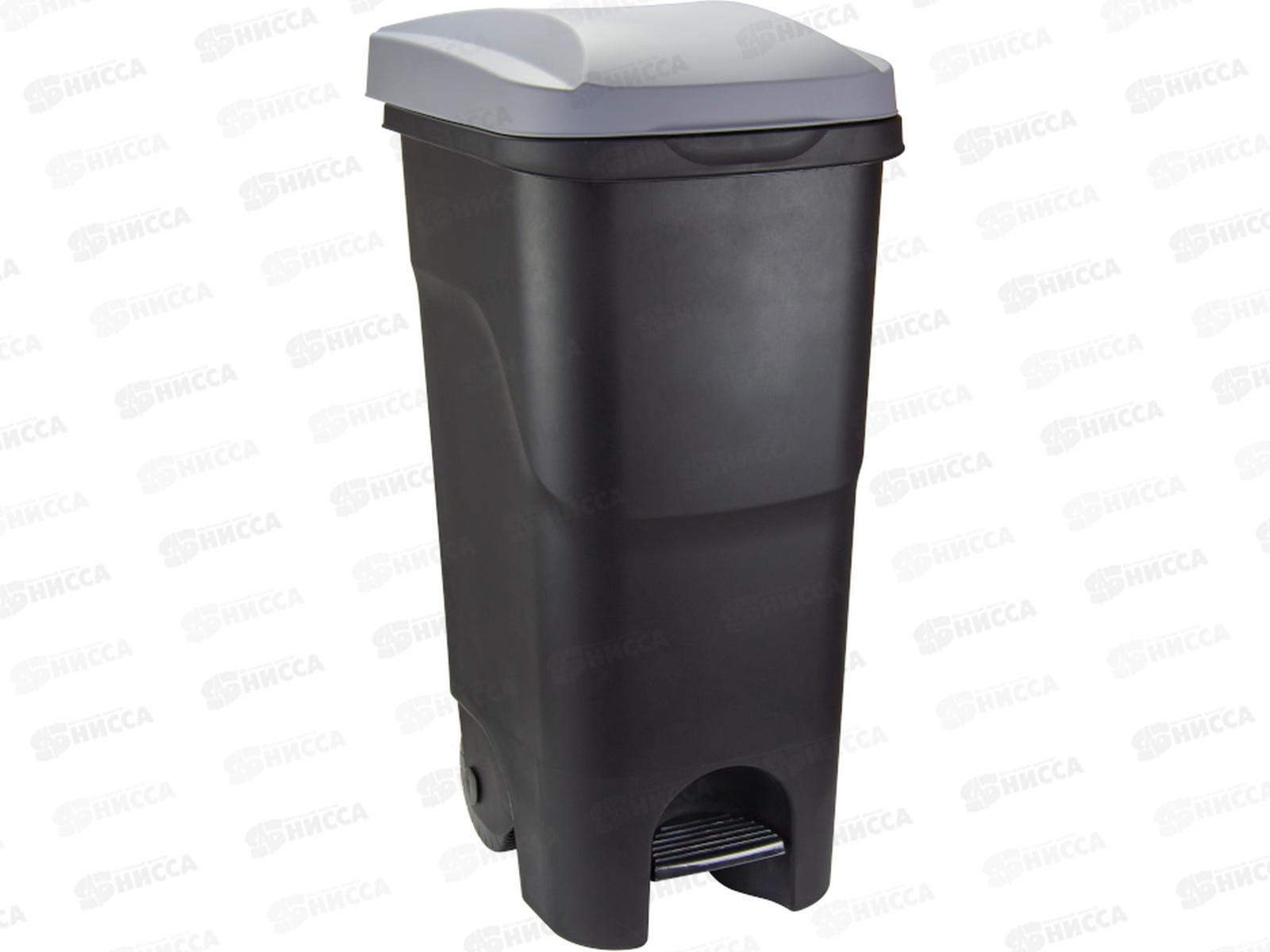 Бак 85л с педалью на колесах Серый М2399 *1