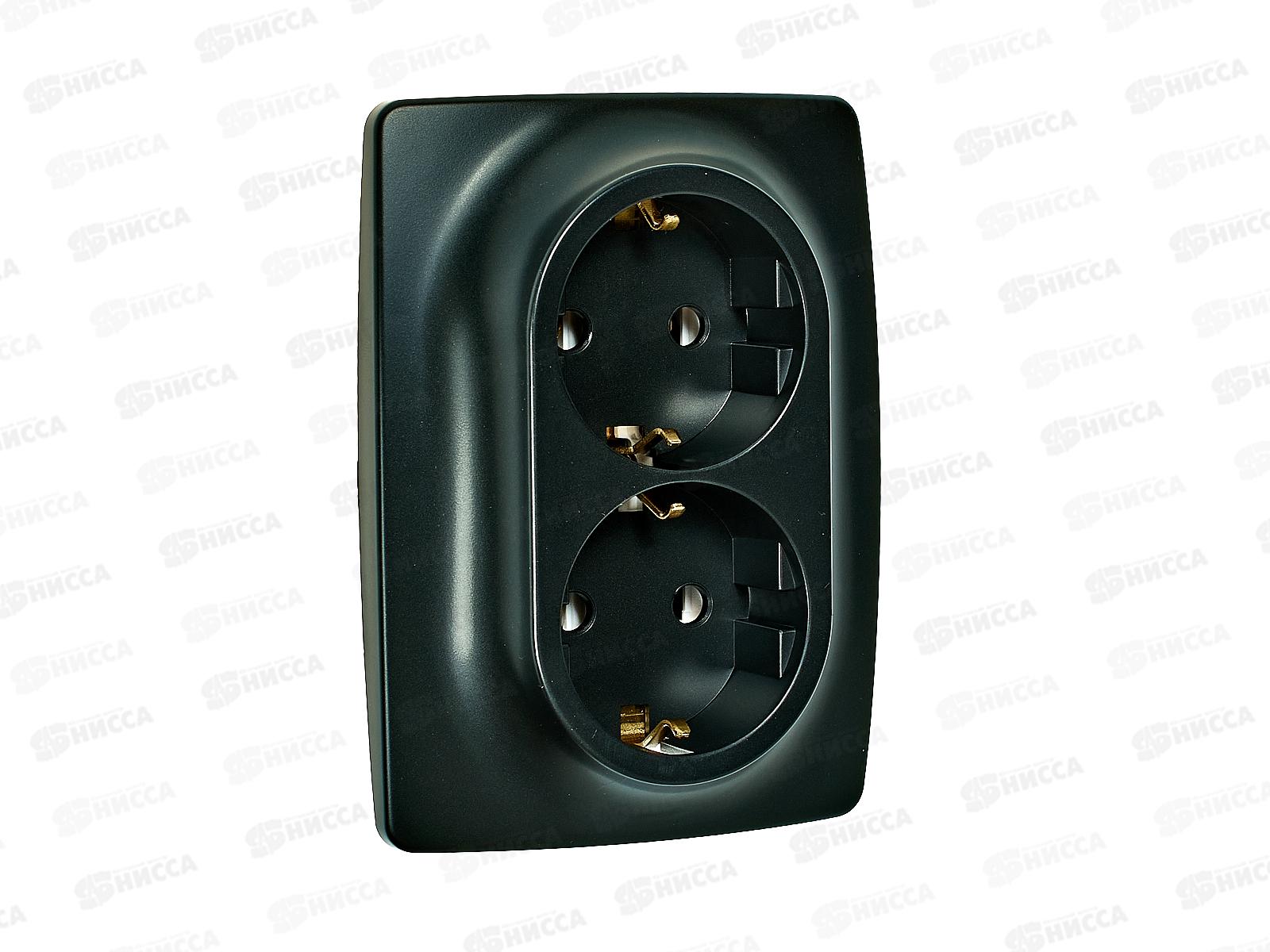 Розетка  Эра открытой установки, 2*2P+Е IP20, антрацит, 12-2106-05 *10/100