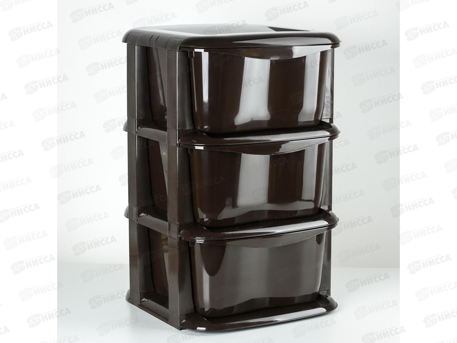 Комод 3-х секционный  &quotДомовой&quot шоколадный Ангарск (без ножек) *1