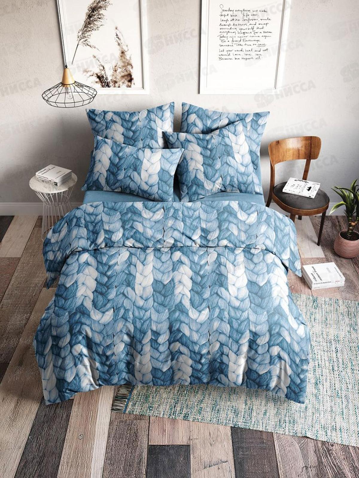 Комплект постельного белья 2,0 спальный с евро простынь  Поплин 120гр НН Вязка 70868-1+70682-2