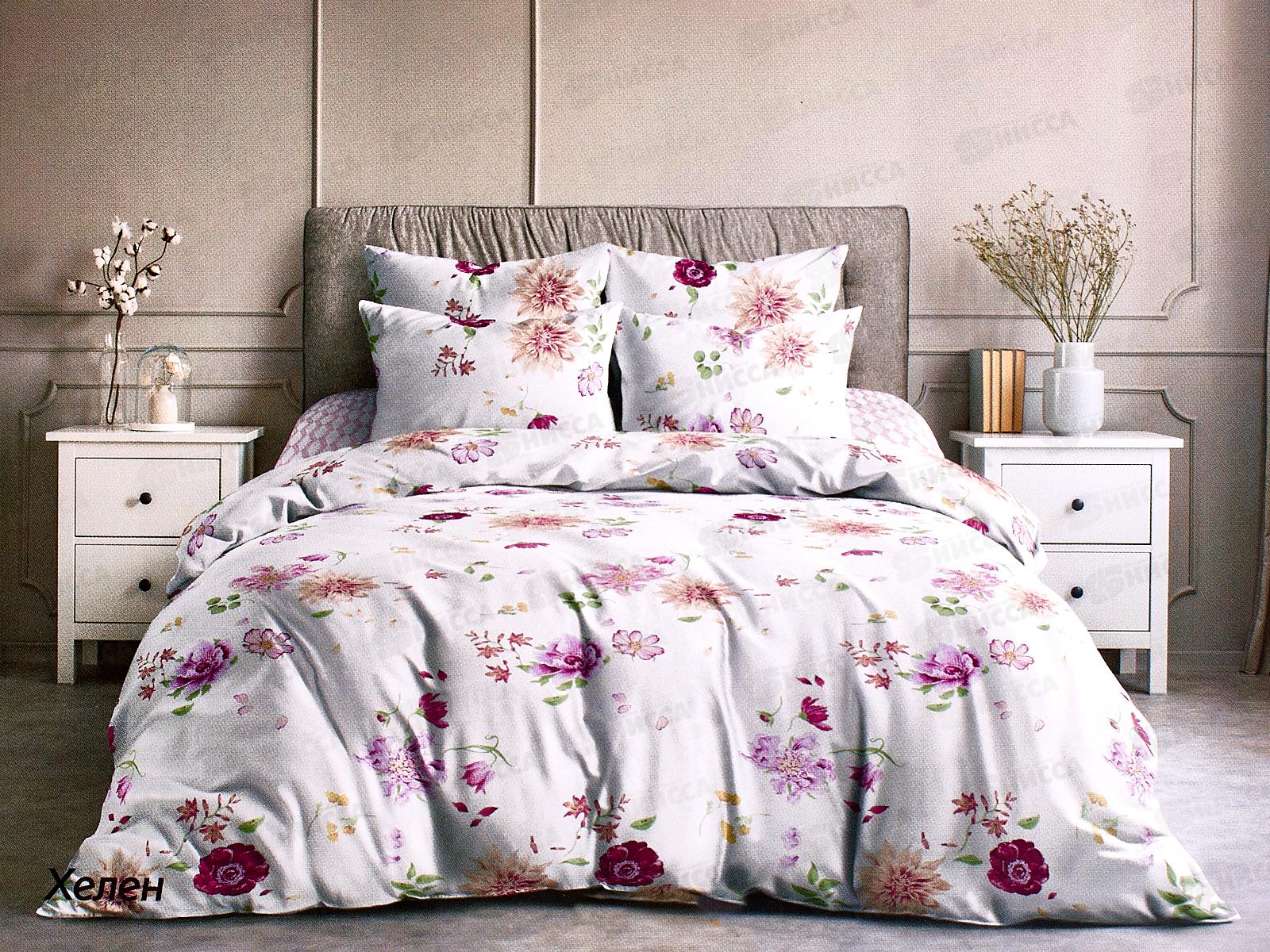 Комплект постельного белья евро Поплин НН Хелен 70718-1+70556-2