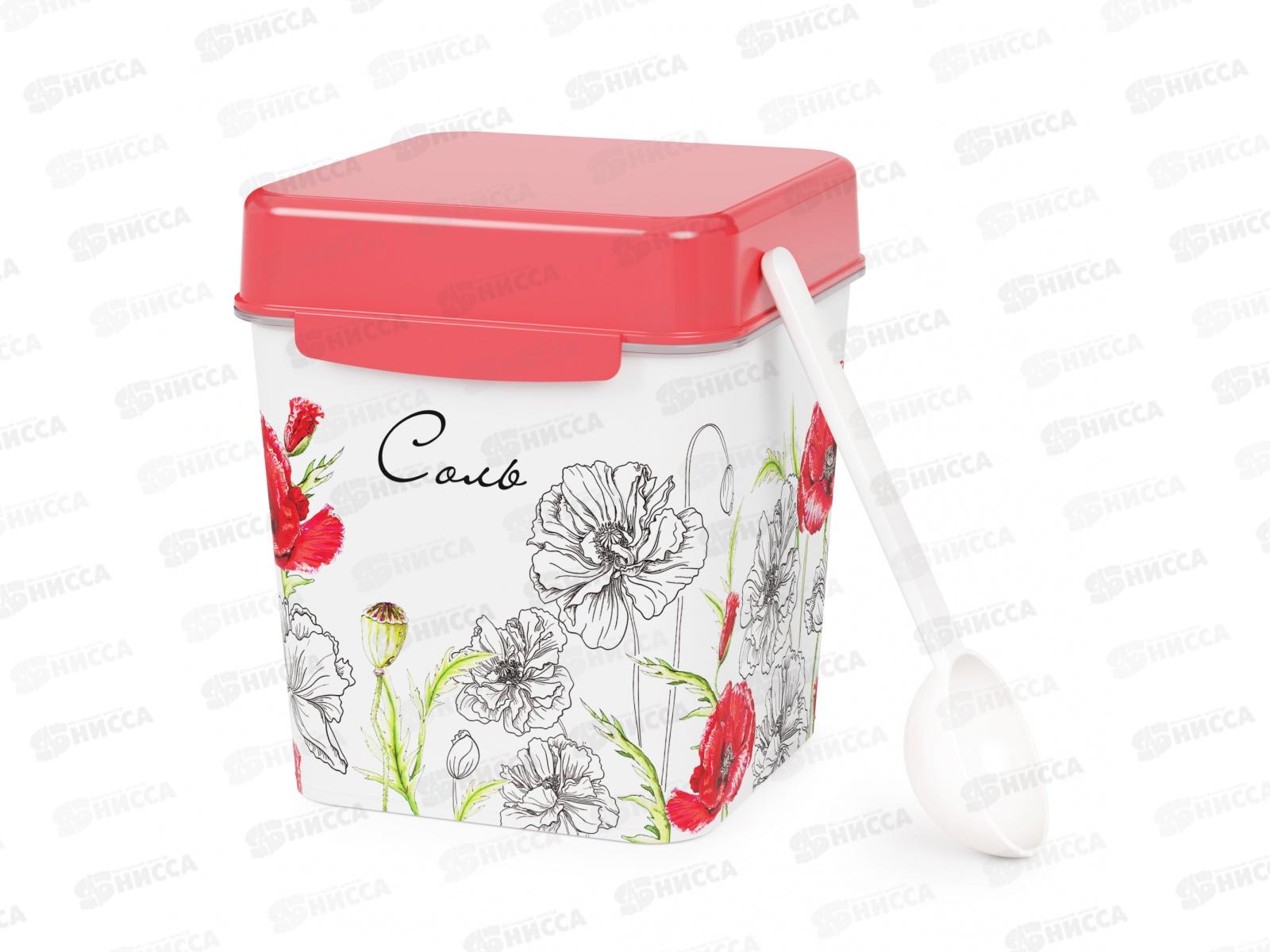 Емкость &quotМаки&quot 1,2л (соль) с ложкой М4829 *12