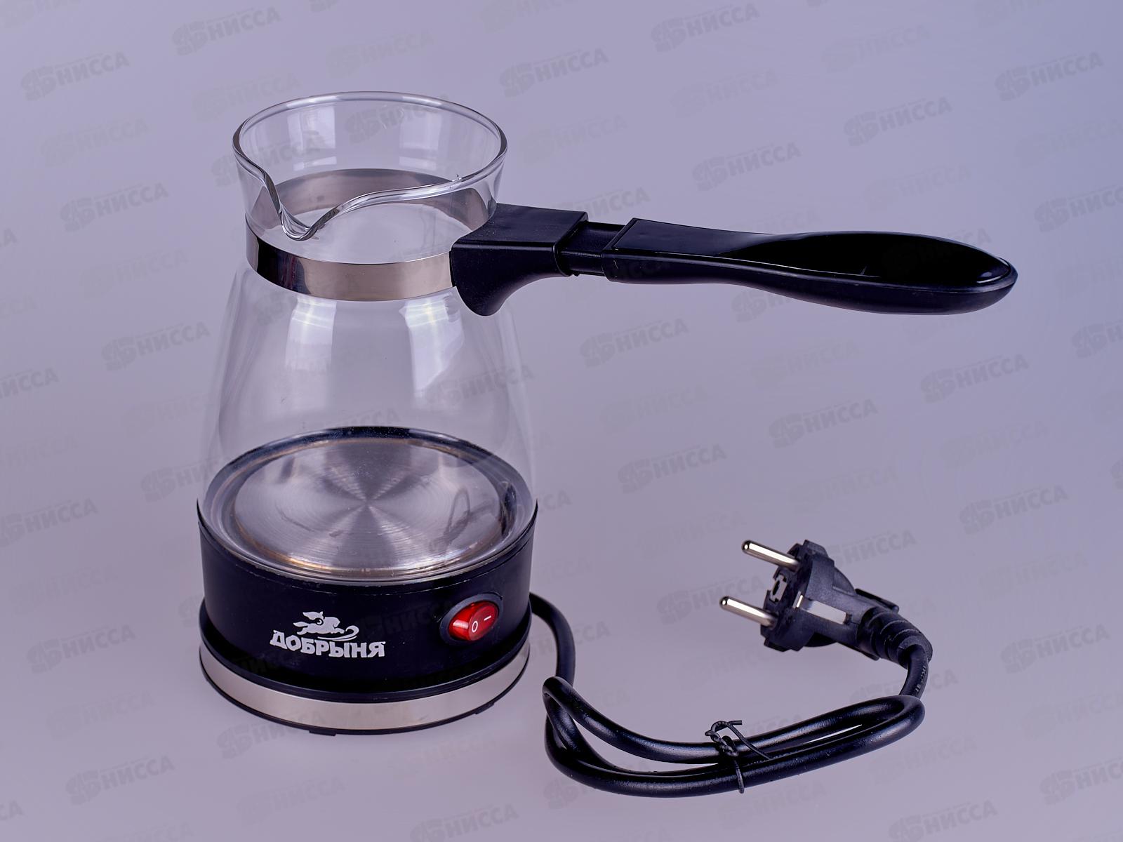 Турка электрическая DO-3604 стекло,пластик 0,5л 800Вт Добрыня