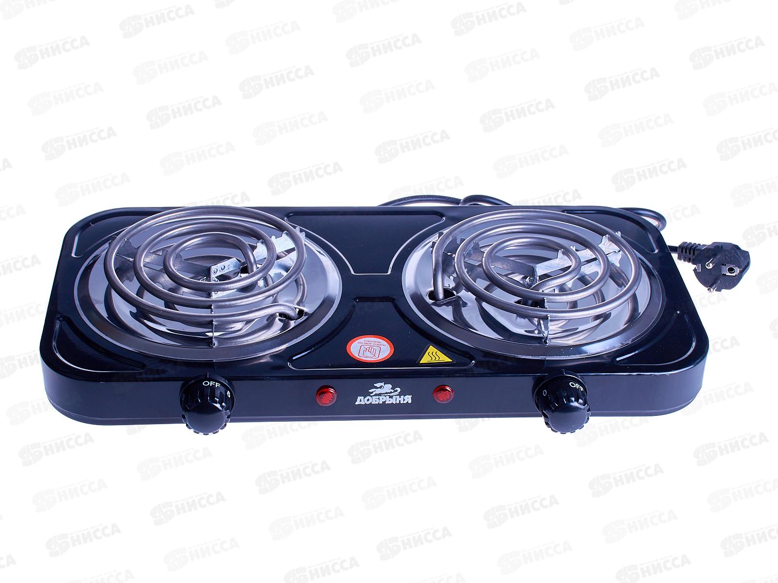 Плита электрическая DO-2207В 2конфорки 2000Вт черная спираль Добрыня