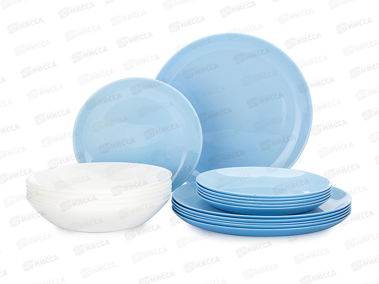 Столовый набор 18 предметов Дивали Лайт Блю Уайт P5911
