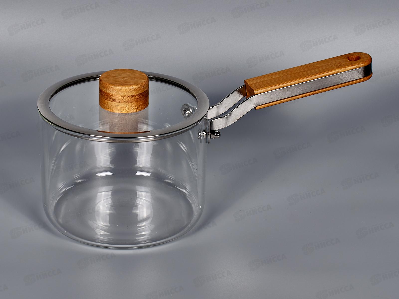 Ковш 1,5л термостойкое стекло дер/мет/руч AST-006-N-04Z *12