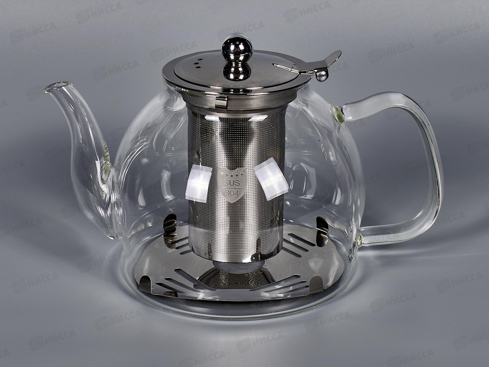 Чайник 1,2л заварочный мет/сито термостекло индукция МС304 AST-006-D-03A *36